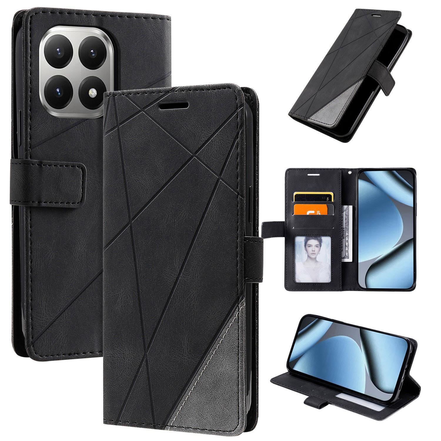 For Xiaomi 15T 5G Skin Feel Splicing Leather Phone Case(Black) - Shopkiz.com
