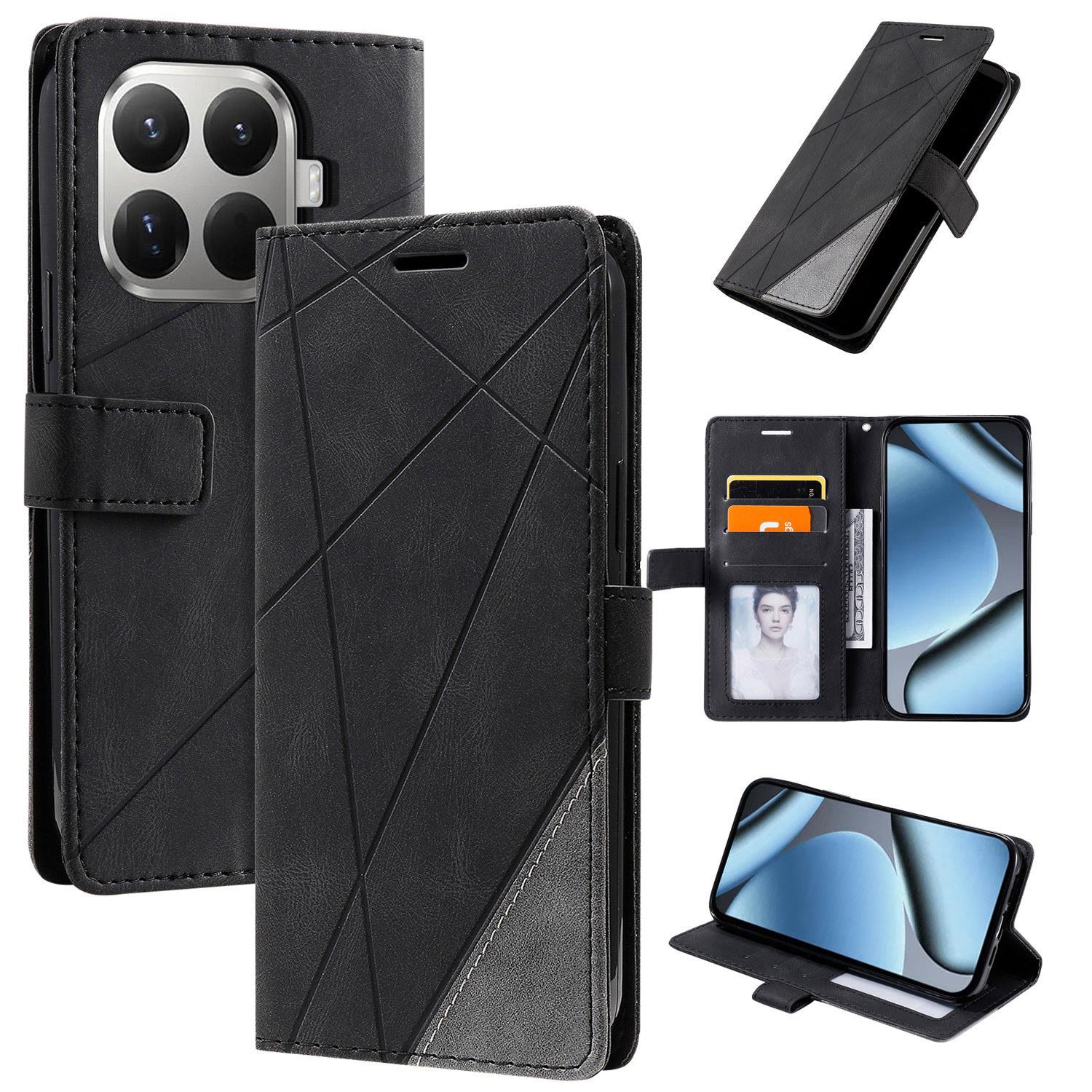 For Xiaomi 15T Pro 5G Skin Feel Splicing Leather Phone Case(Black) - Shopkiz.com