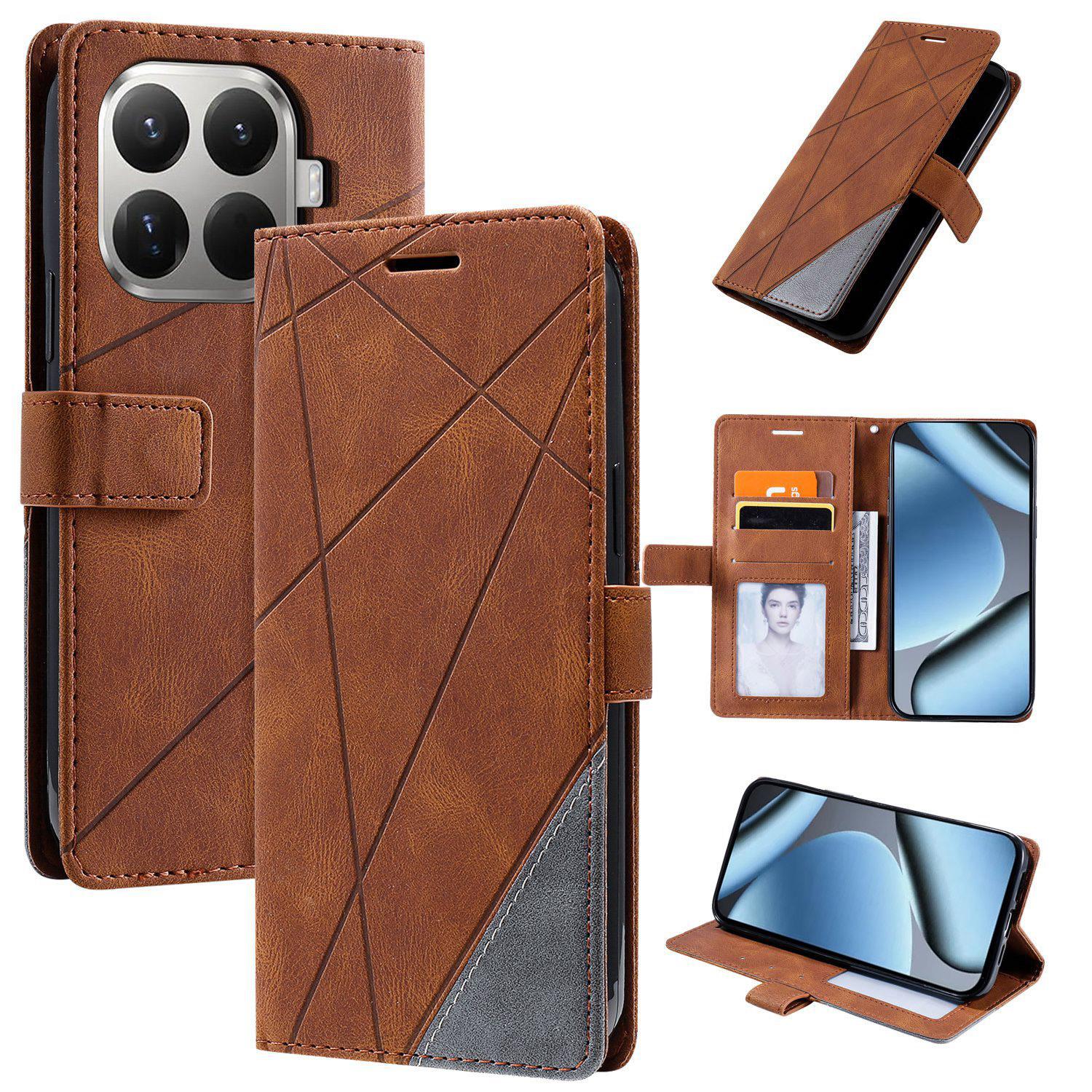 For Xiaomi 15T Pro 5G Skin Feel Splicing Leather Phone Case(Brown) - Shopkiz.com