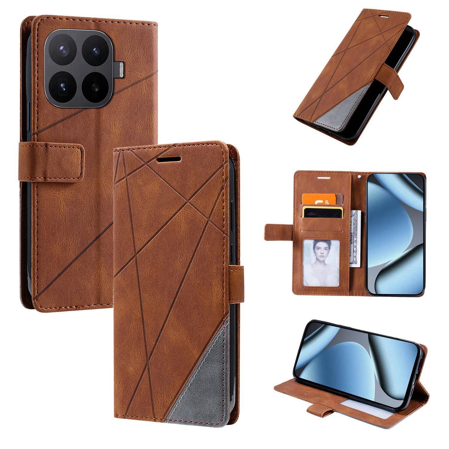 For Xiaomi 17T 5G Skin Feel Splicing Leather Phone Case(Brown) - Shopkiz.com
