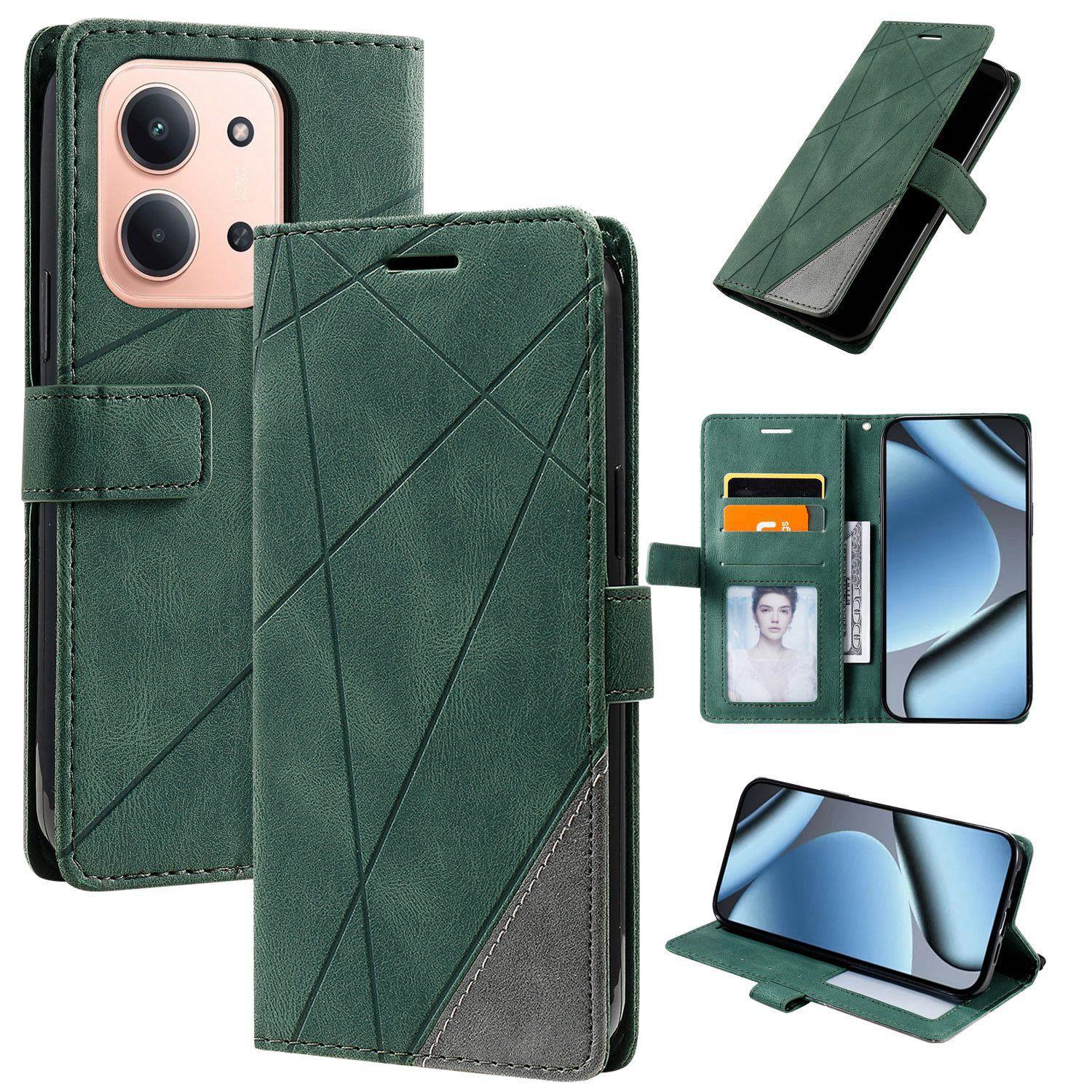 For Redmi 15C 5G / 4G Global 171mm Skin Feel Splicing Leather Phone Case(Green) - Shopkiz.com