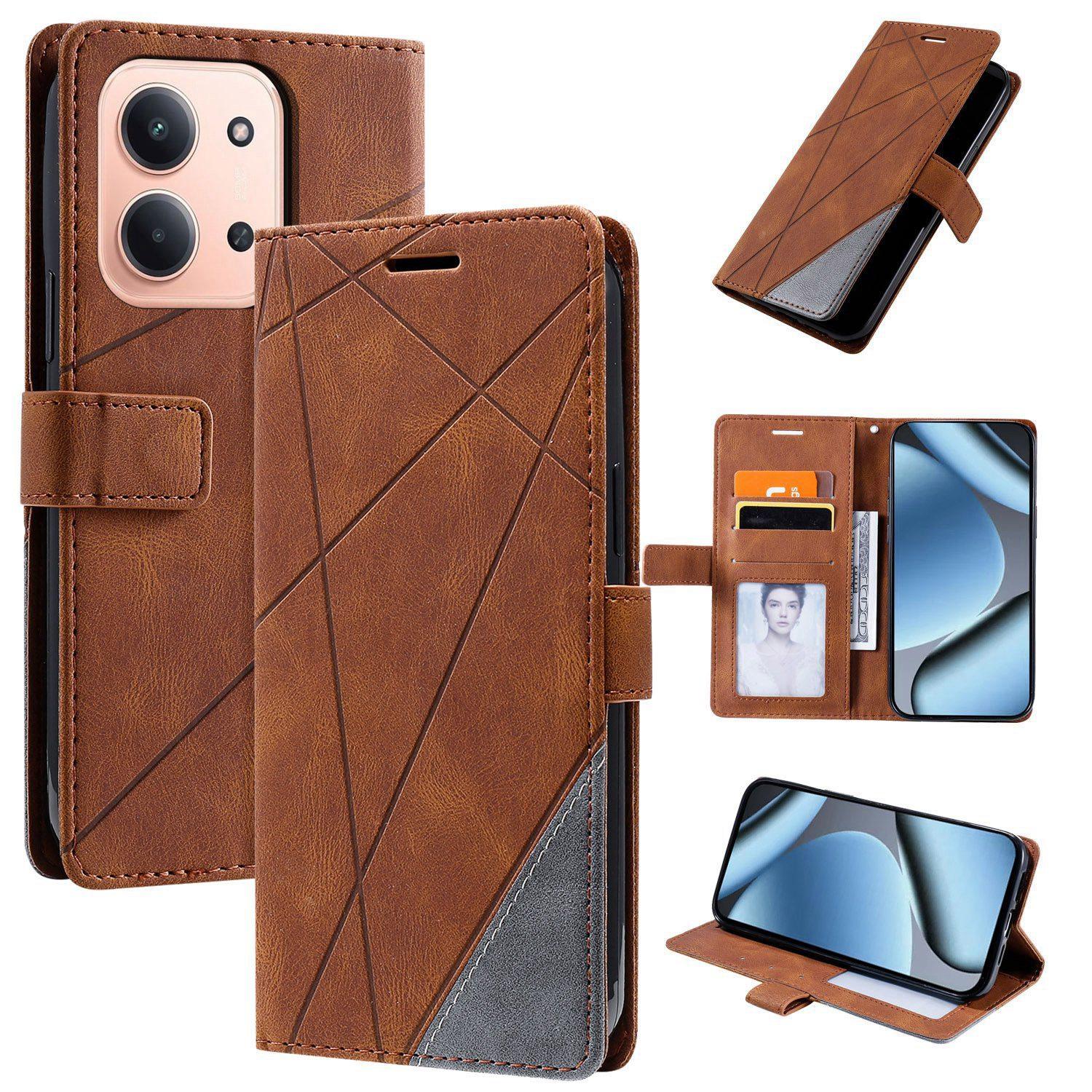 For Redmi 15C 5G / 4G Global 171mm Skin Feel Splicing Leather Phone Case(Brown) - Shopkiz.com