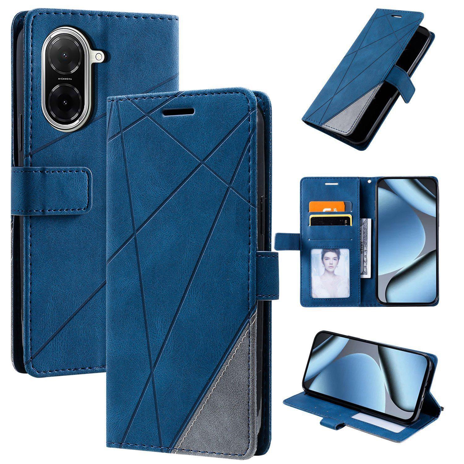 For Redmi A5 4G 171mm / Poco C71 4G Skin Feel Splicing Leather Phone Case(Blue) - Shopkiz.com