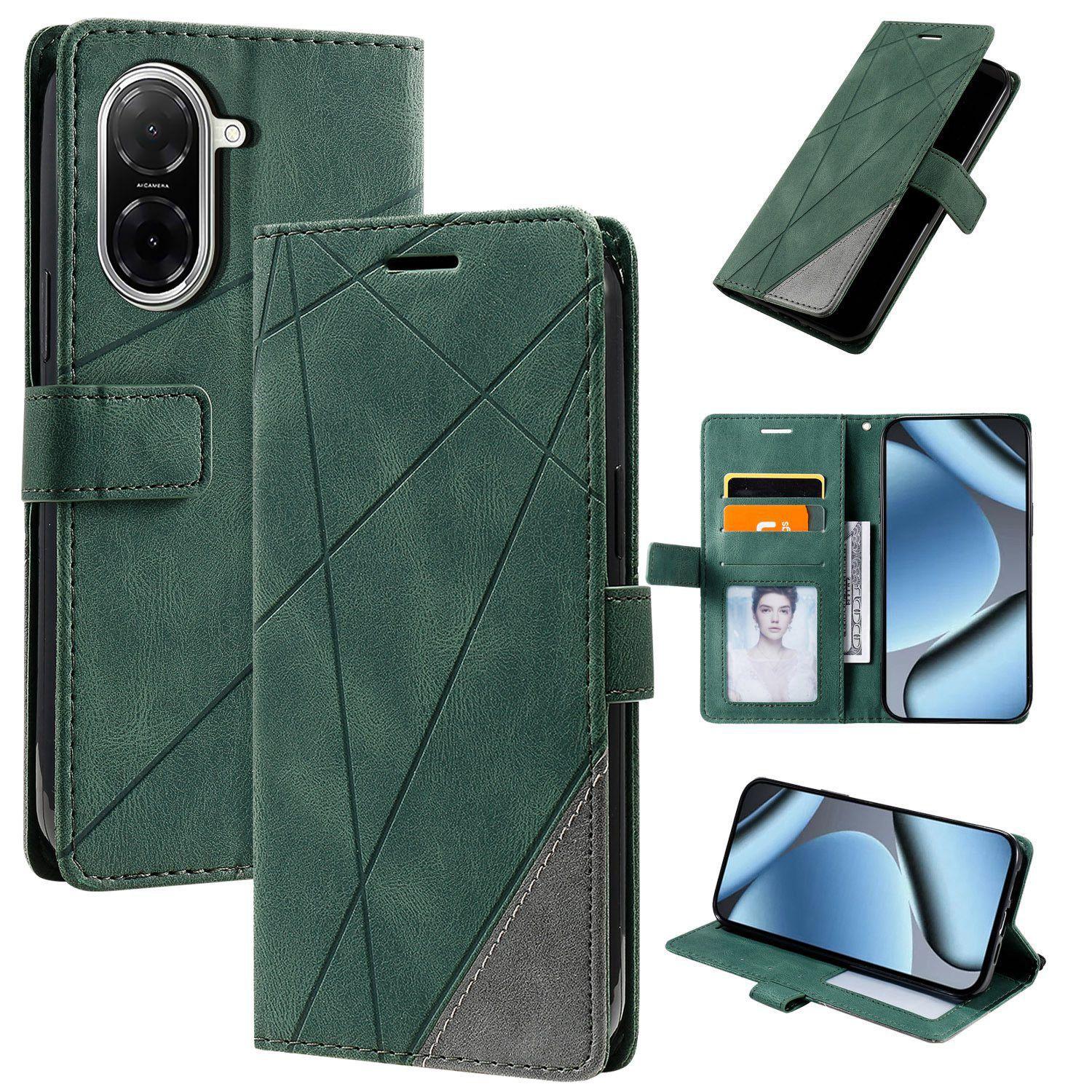 For Redmi A5 4G 171mm / Poco C71 4G Skin Feel Splicing Leather Phone Case(Green) - Shopkiz.com