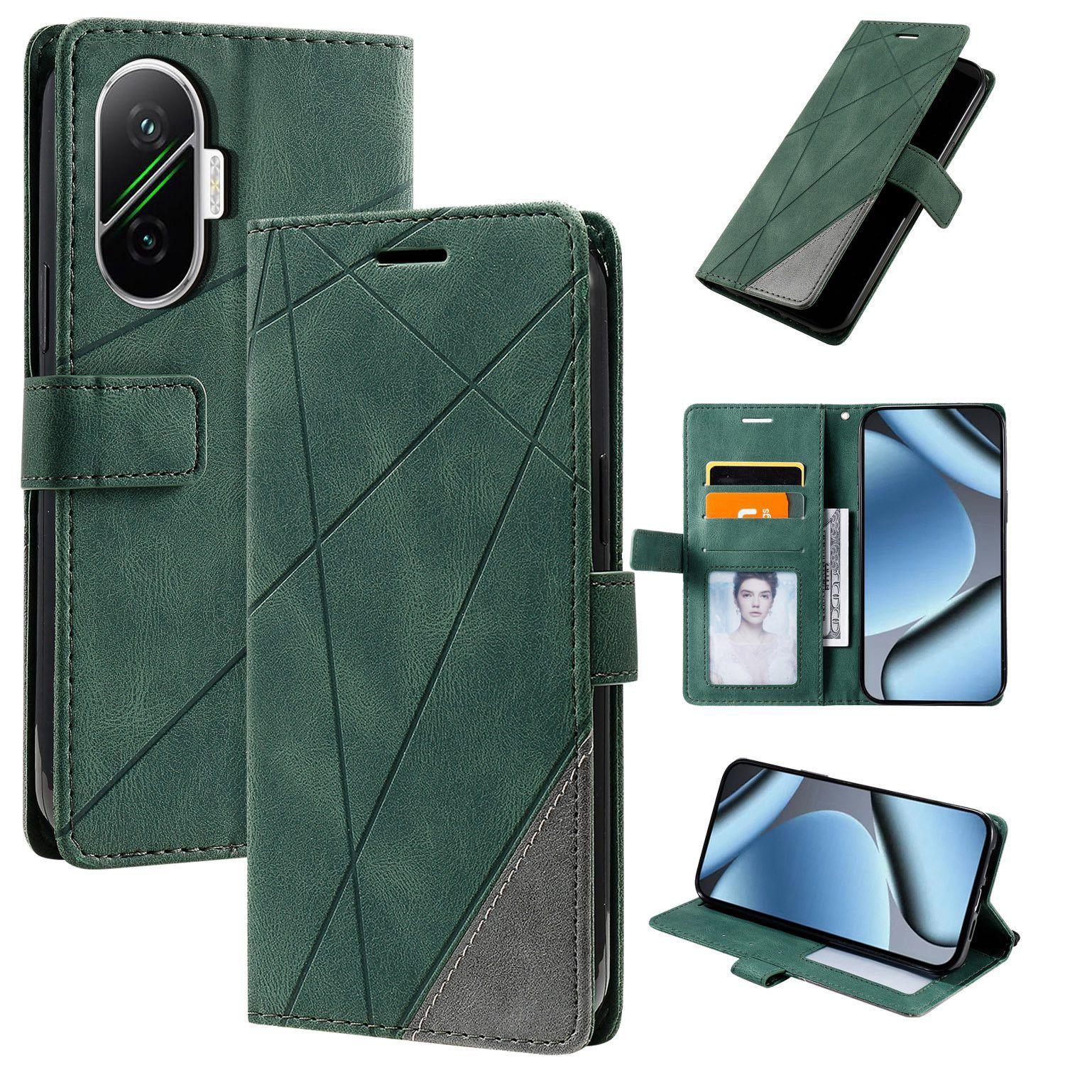 For Redmi Turbo 4 Pro 5G / Poco F7 5G Skin Feel Splicing Leather Phone Case(Green) - Shopkiz.com