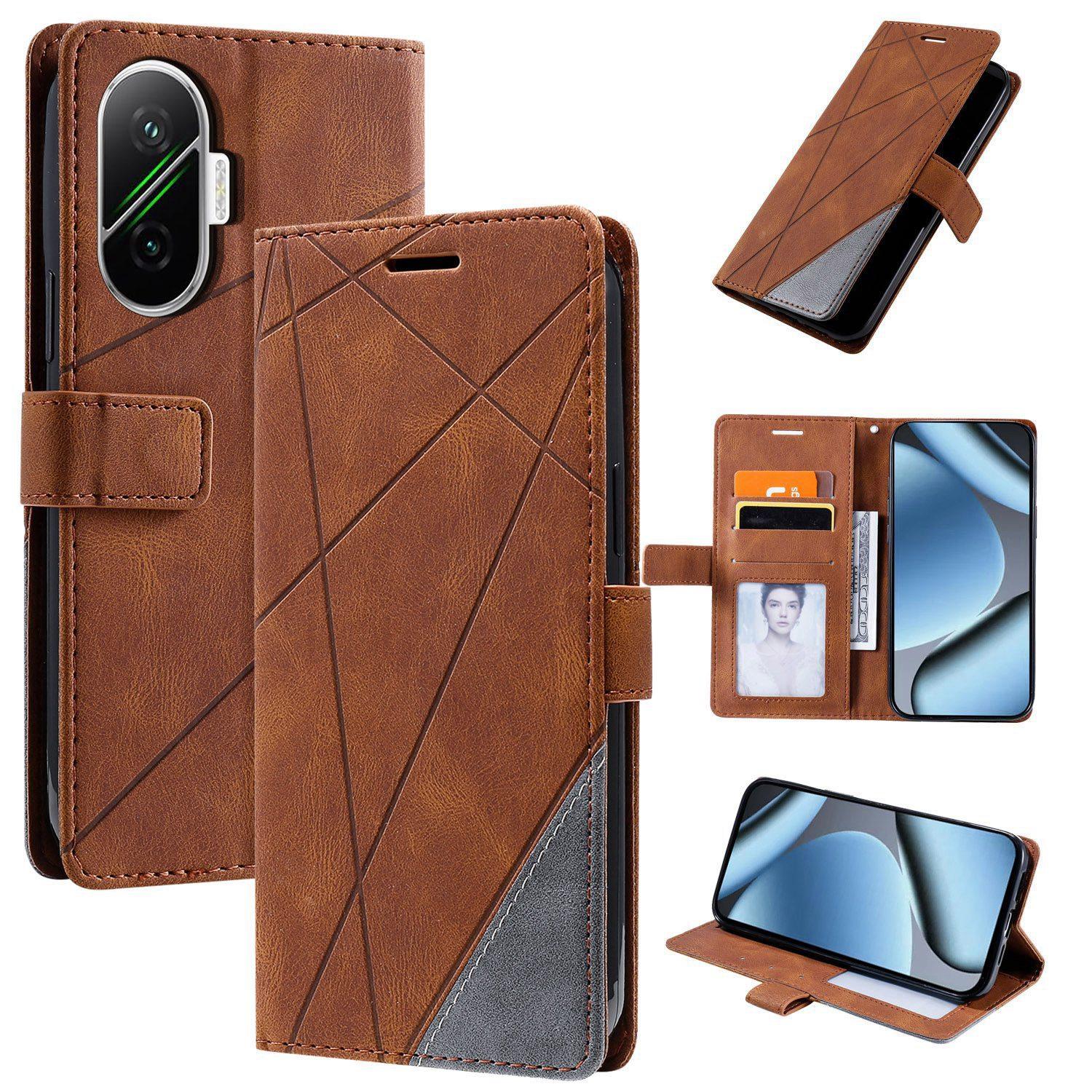 For Redmi Turbo 4 Pro 5G / Poco F7 5G Skin Feel Splicing Leather Phone Case(Brown) - Shopkiz.com