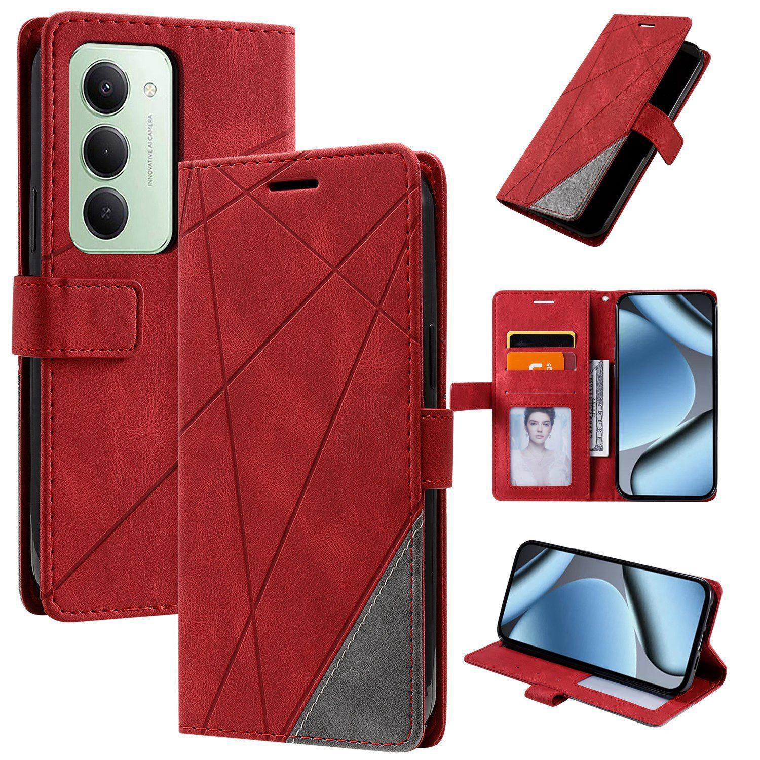 For Redmi 15 5G Global / 15 4G SEA 169.5mm Skin Feel Splicing Leather Phone Case(Red) - Shopkiz.com
