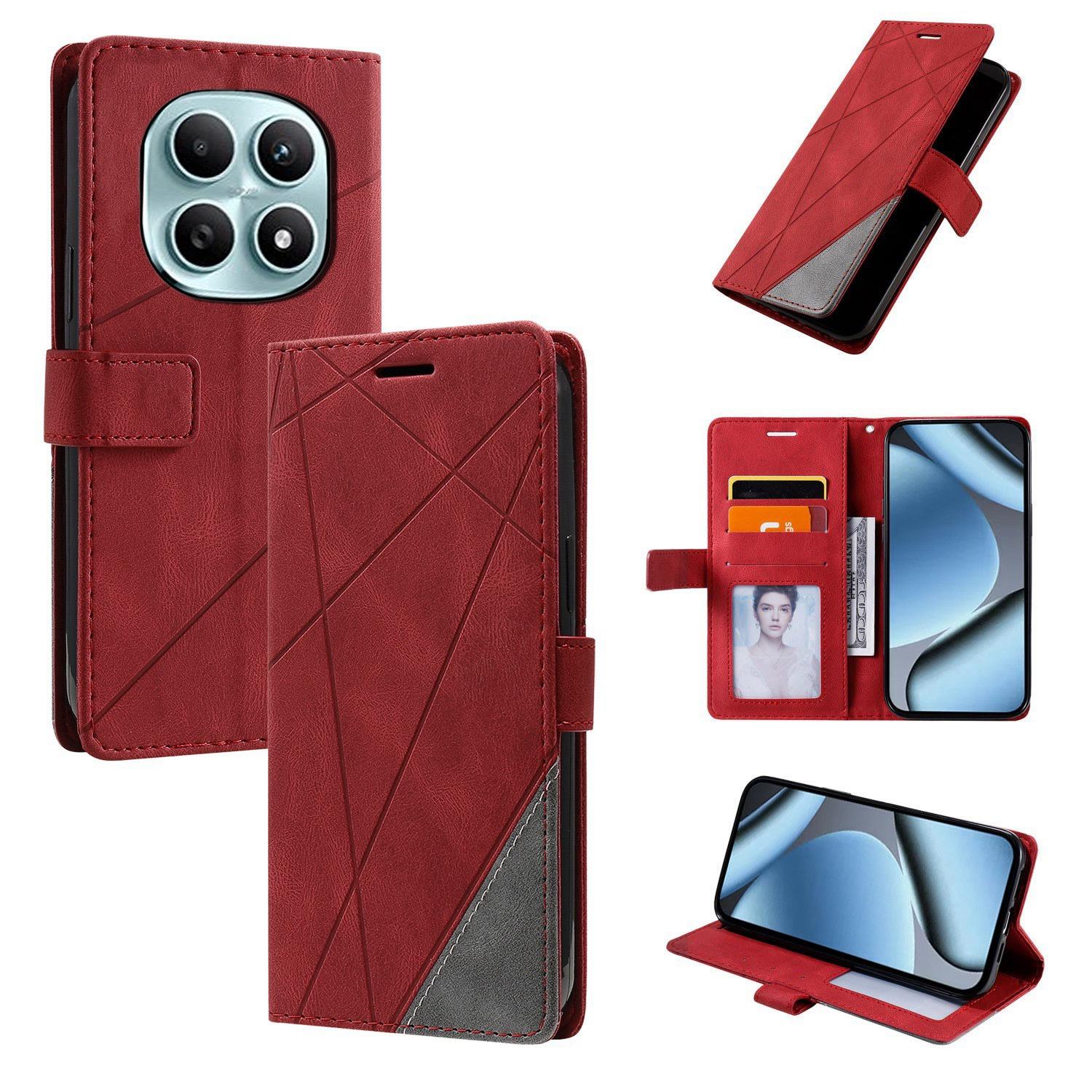 For Redmi Note 15 4G / 5G Global 164mm Skin Feel Splicing Leather Phone Case(Red) - Shopkiz.com