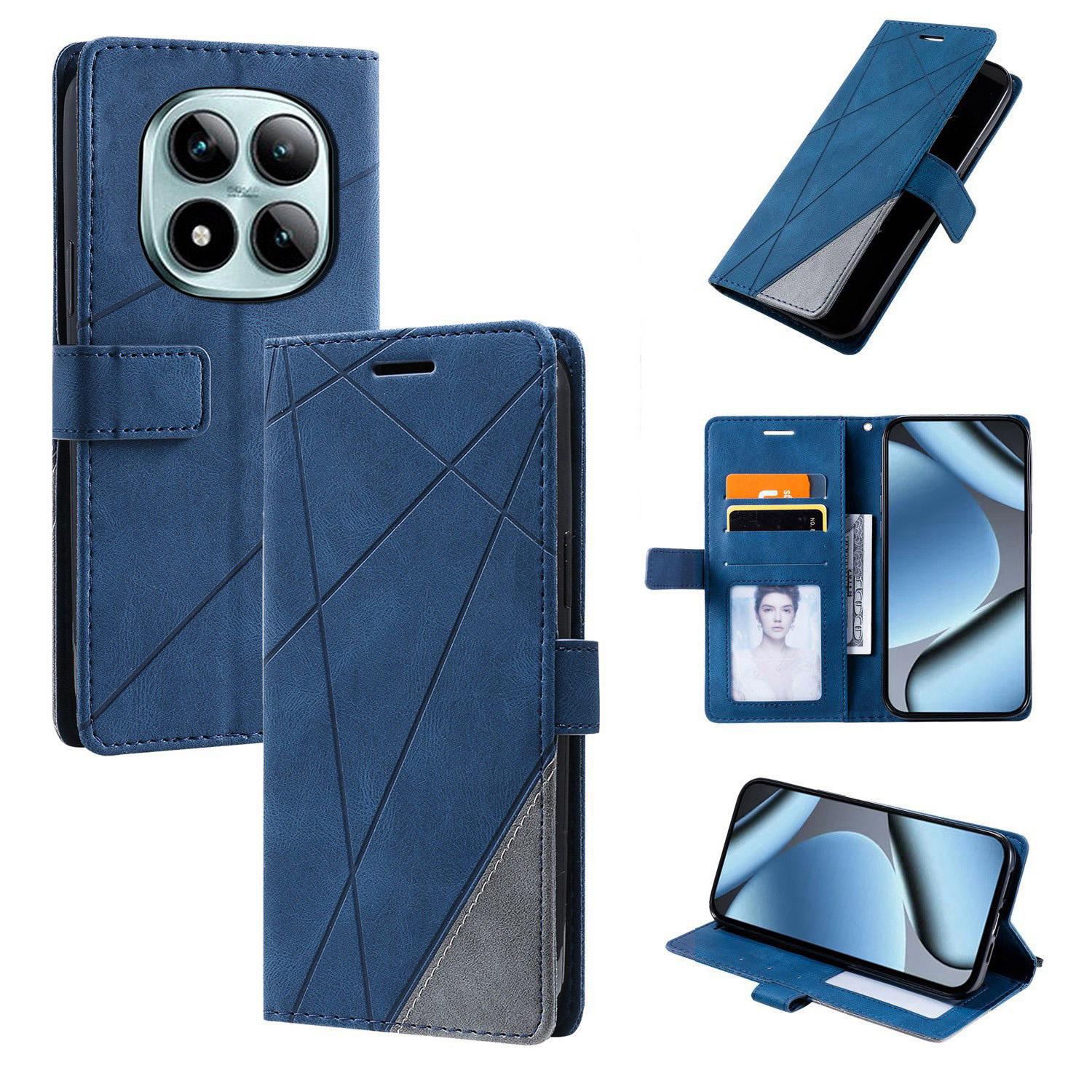 For Redmi Note 15 Pro 5G Global 163.6mm Skin Feel Splicing Leather Phone Case(Blue) - Shopkiz.com