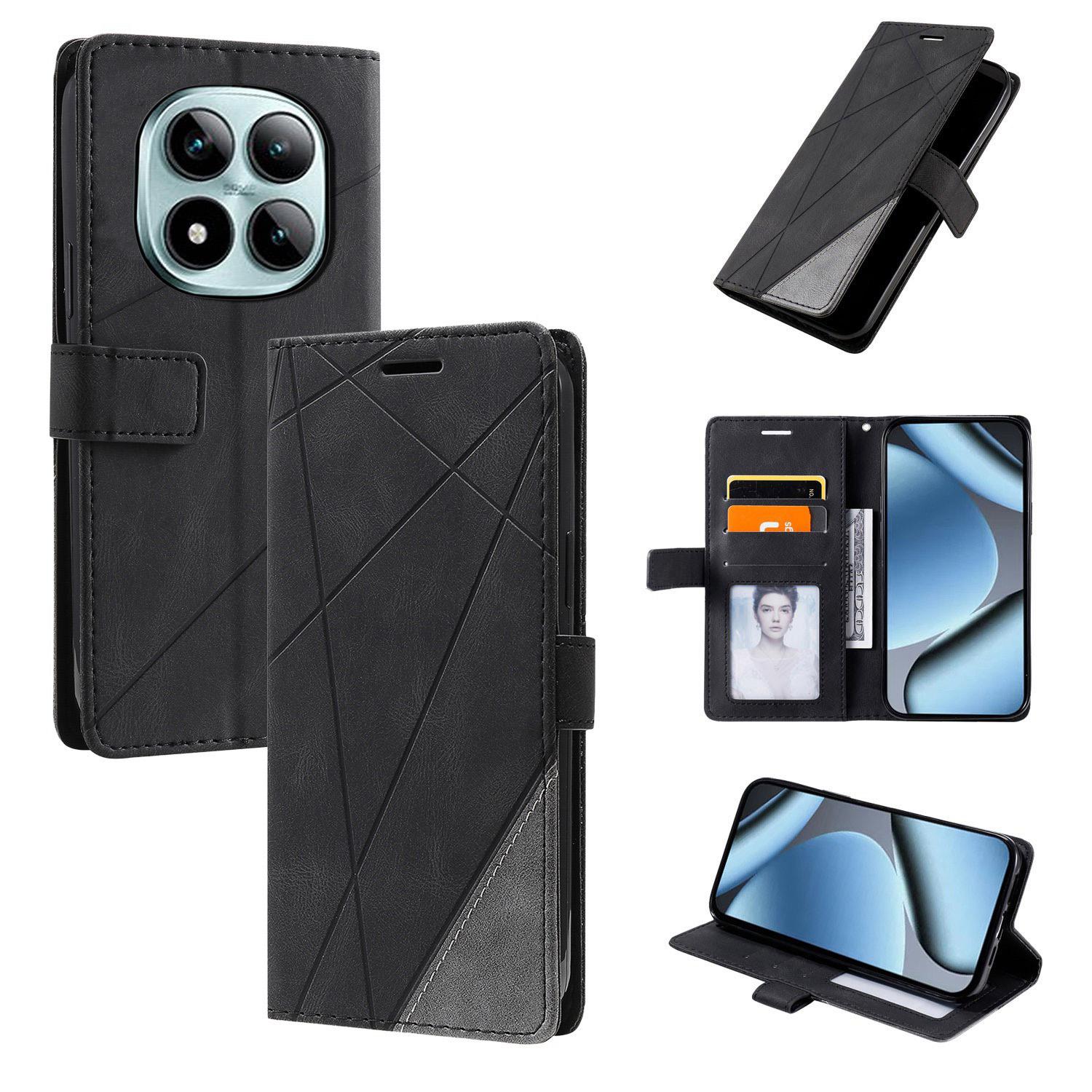 For Redmi Note 15 Pro 4G Global 163.2mm Skin Feel Splicing Leather Phone Case(Black) - Shopkiz.com
