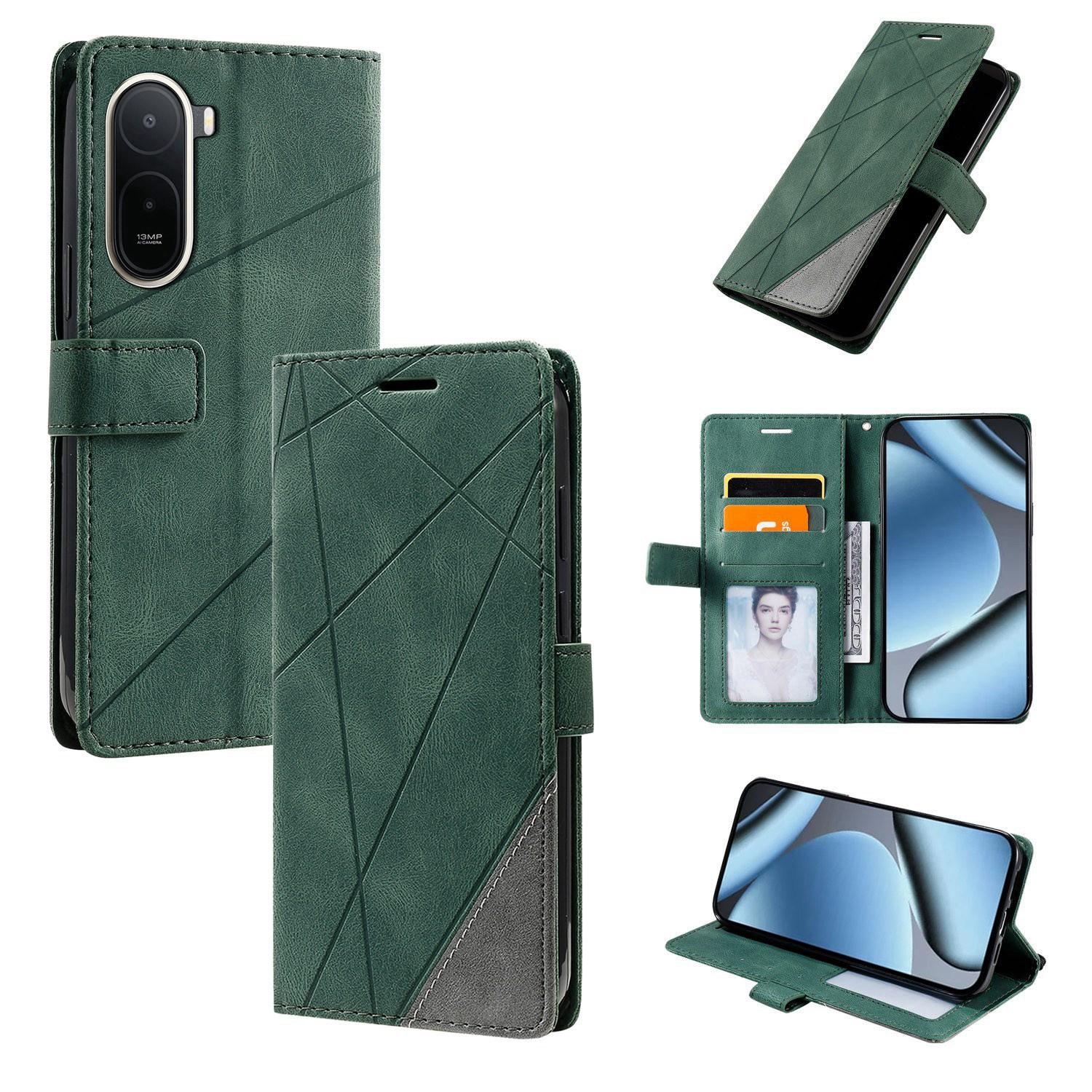 For Redmi A7 Pro 4G / 5G / Poco C81 Skin Feel Splicing Leather Phone Case(Green) - Shopkiz.com
