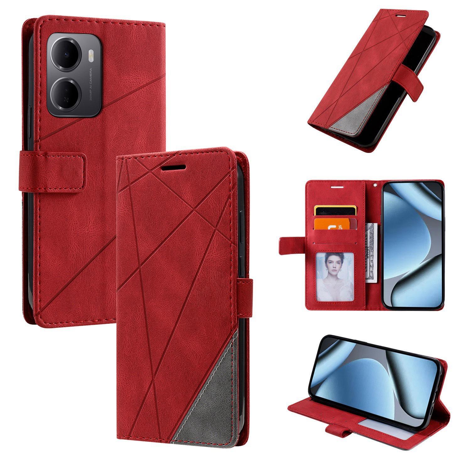 For Redmi 15a 5G / R70 5G Skin Feel Splicing Leather Phone Case(Red) - Shopkiz.com