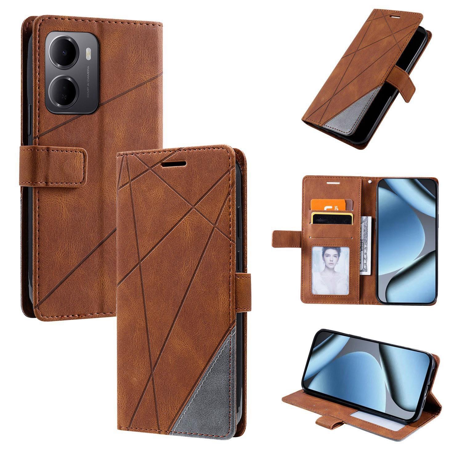 For Redmi 15a 5G / R70 5G Skin Feel Splicing Leather Phone Case(Brown) - Shopkiz.com