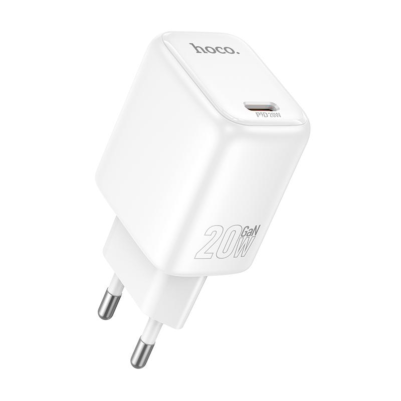 hoco N86 Seguro Single Port PD 20W Charger, Plug:EU Plug(White) - Shopkiz.com
