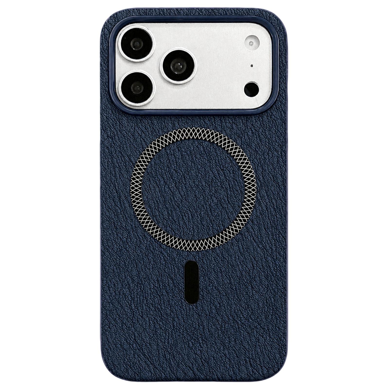 For iPhone 17 Pro Max Acrylic Hybrid TPU Rhombus Texture Magnetic Phone Case(Blue) - Shopkiz.com