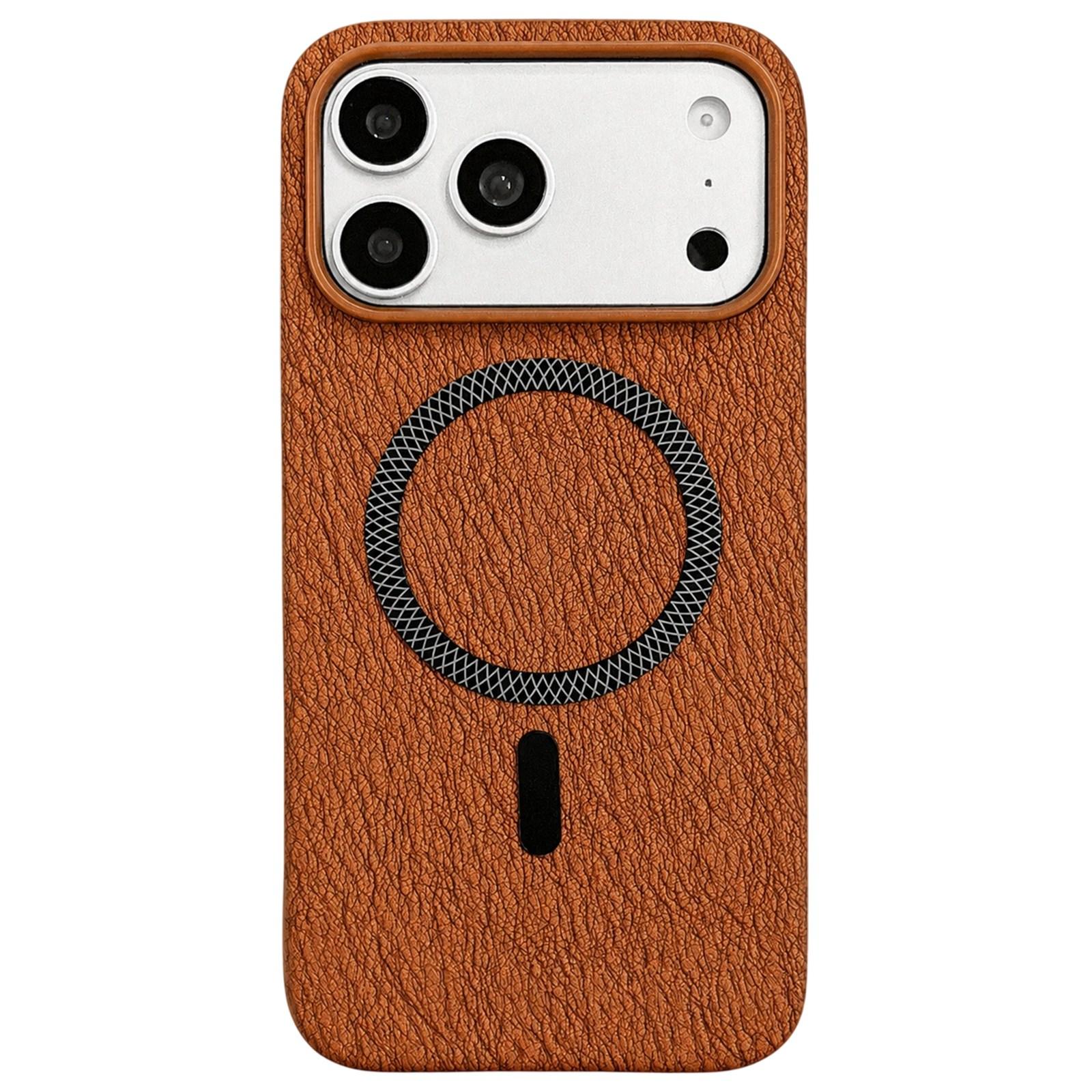 For iPhone 17 Pro Max Acrylic Hybrid TPU Rhombus Texture Magnetic Phone Case(Terracotta) - Shopkiz.com