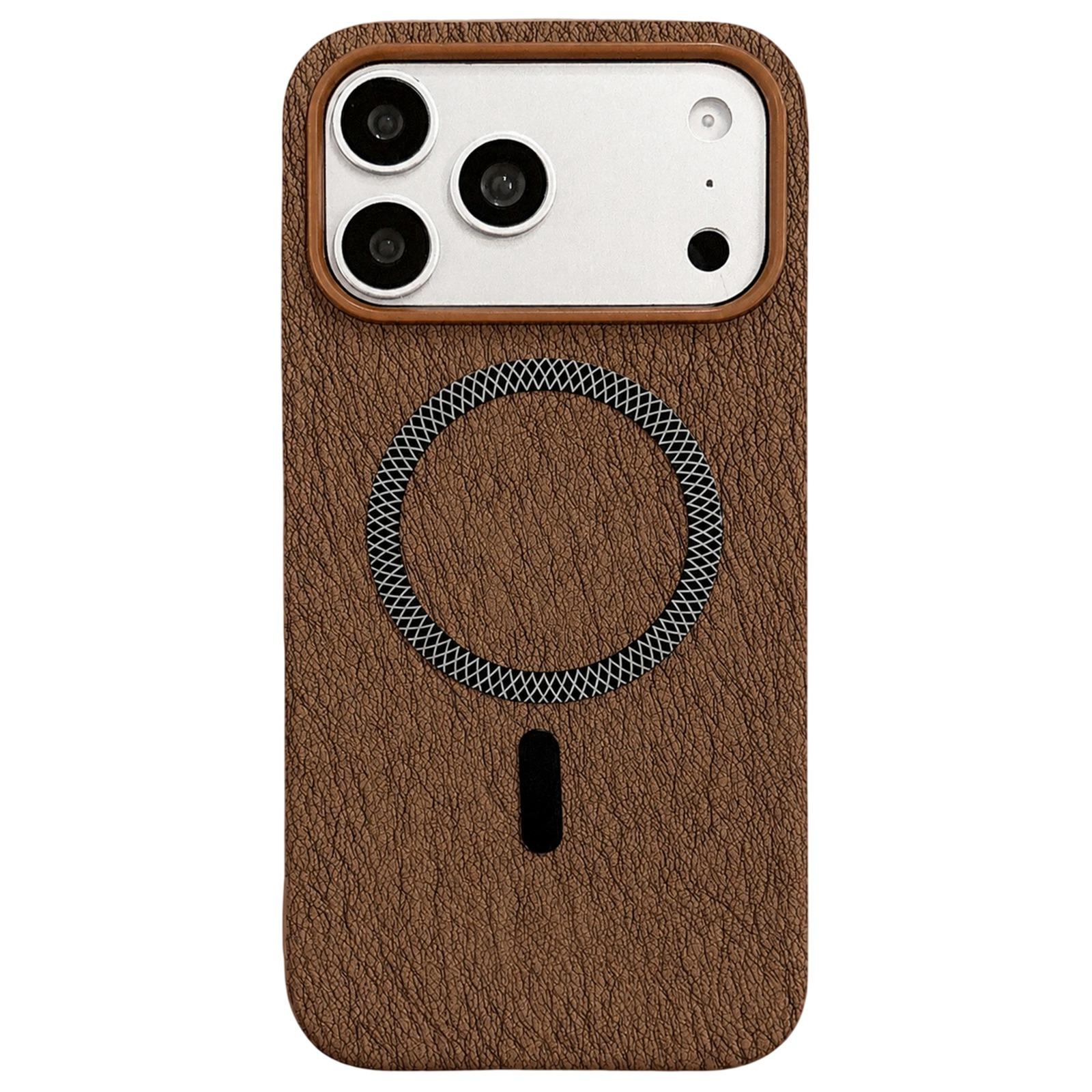 For iPhone 17 Pro Max Acrylic Hybrid TPU Rhombus Texture Magnetic Phone Case(Brown) - Shopkiz.com