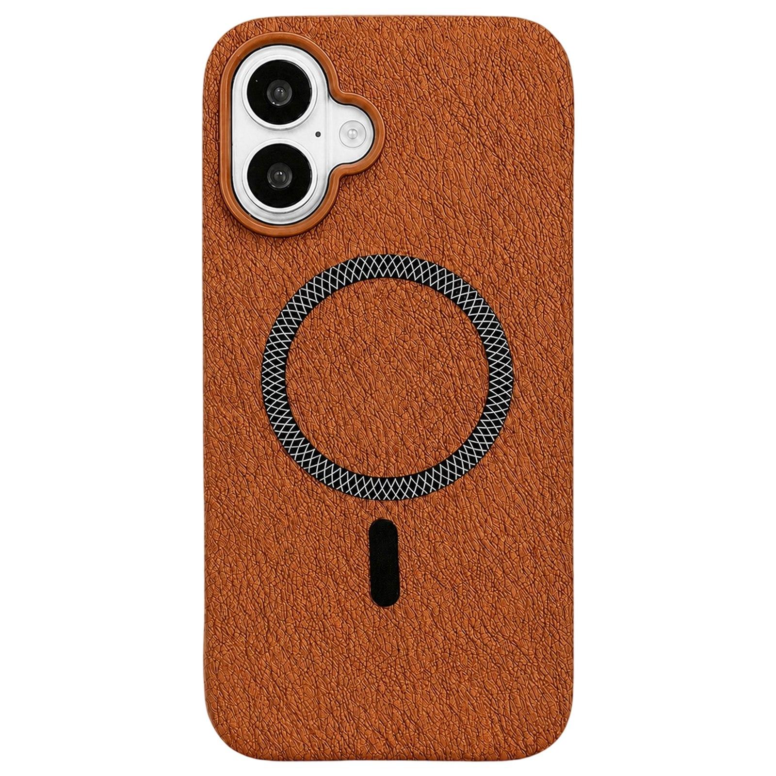 For iPhone 17 Acrylic Hybrid TPU Rhombus Texture Magnetic Phone Case(Terracotta) - Shopkiz.com