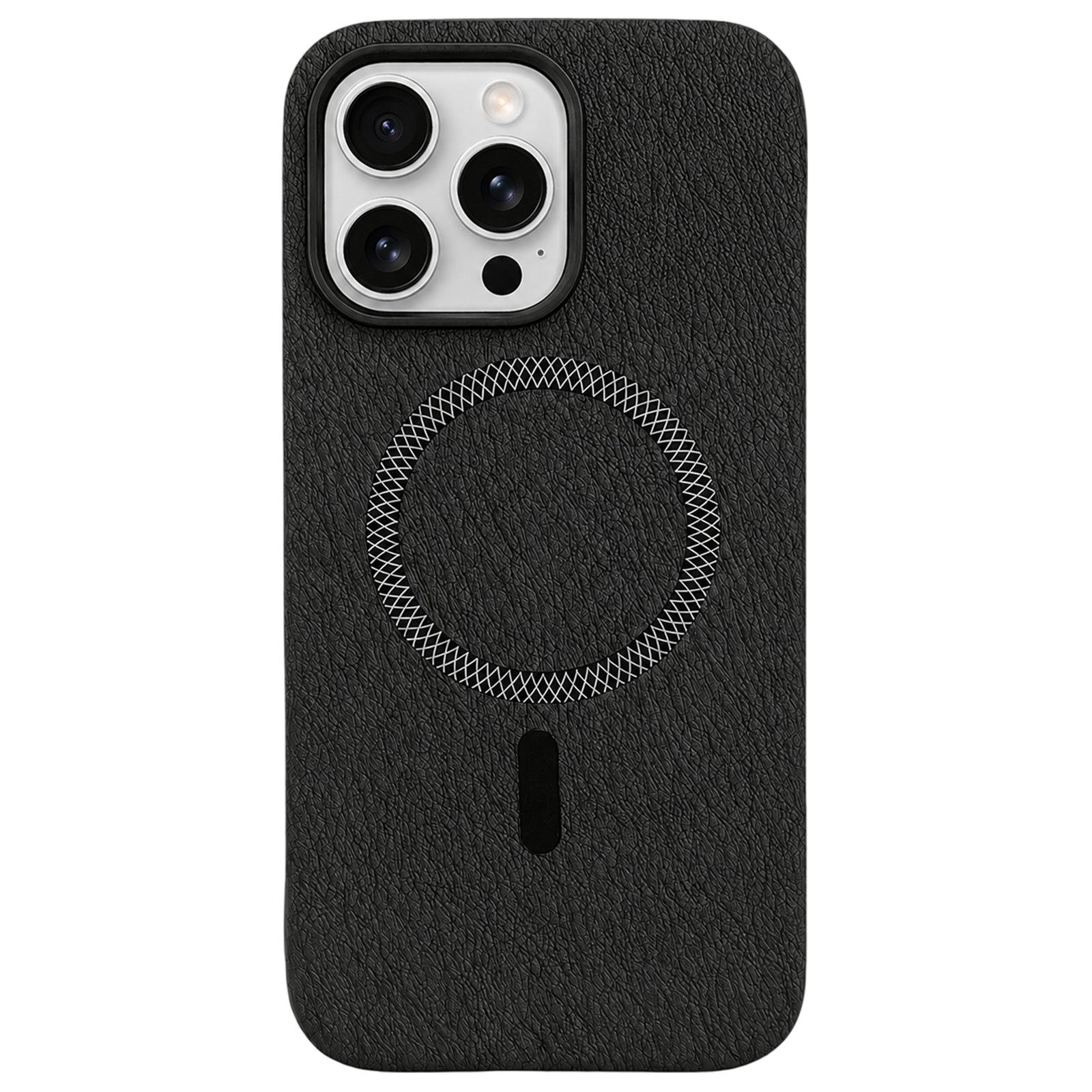 For iPhone 16 Pro Max Acrylic Hybrid TPU Rhombus Texture Magnetic Phone Case(Black) - Shopkiz.com