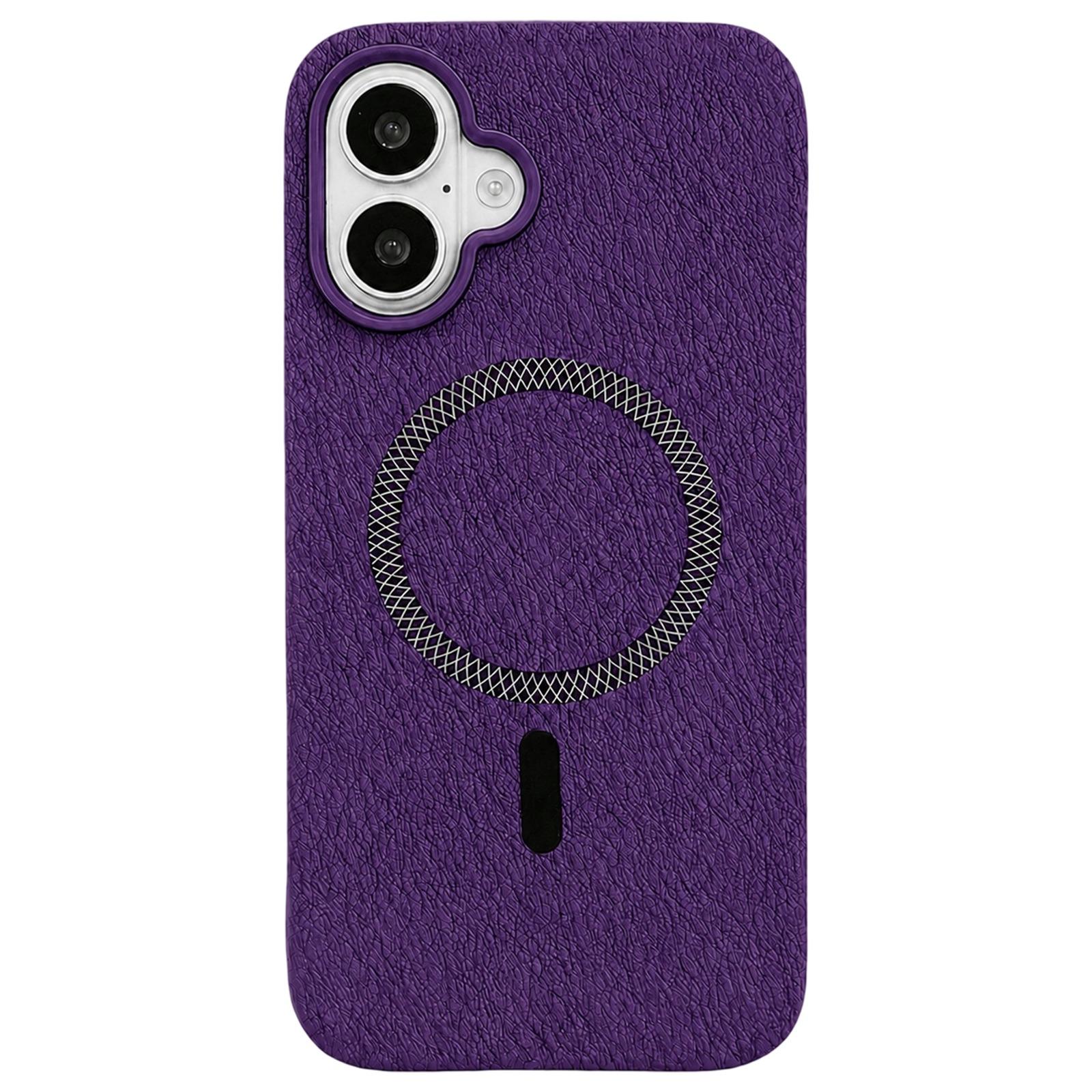 For iPhone 16 Acrylic Hybrid TPU Rhombus Texture Magnetic Phone Case(Purple) - Shopkiz.com