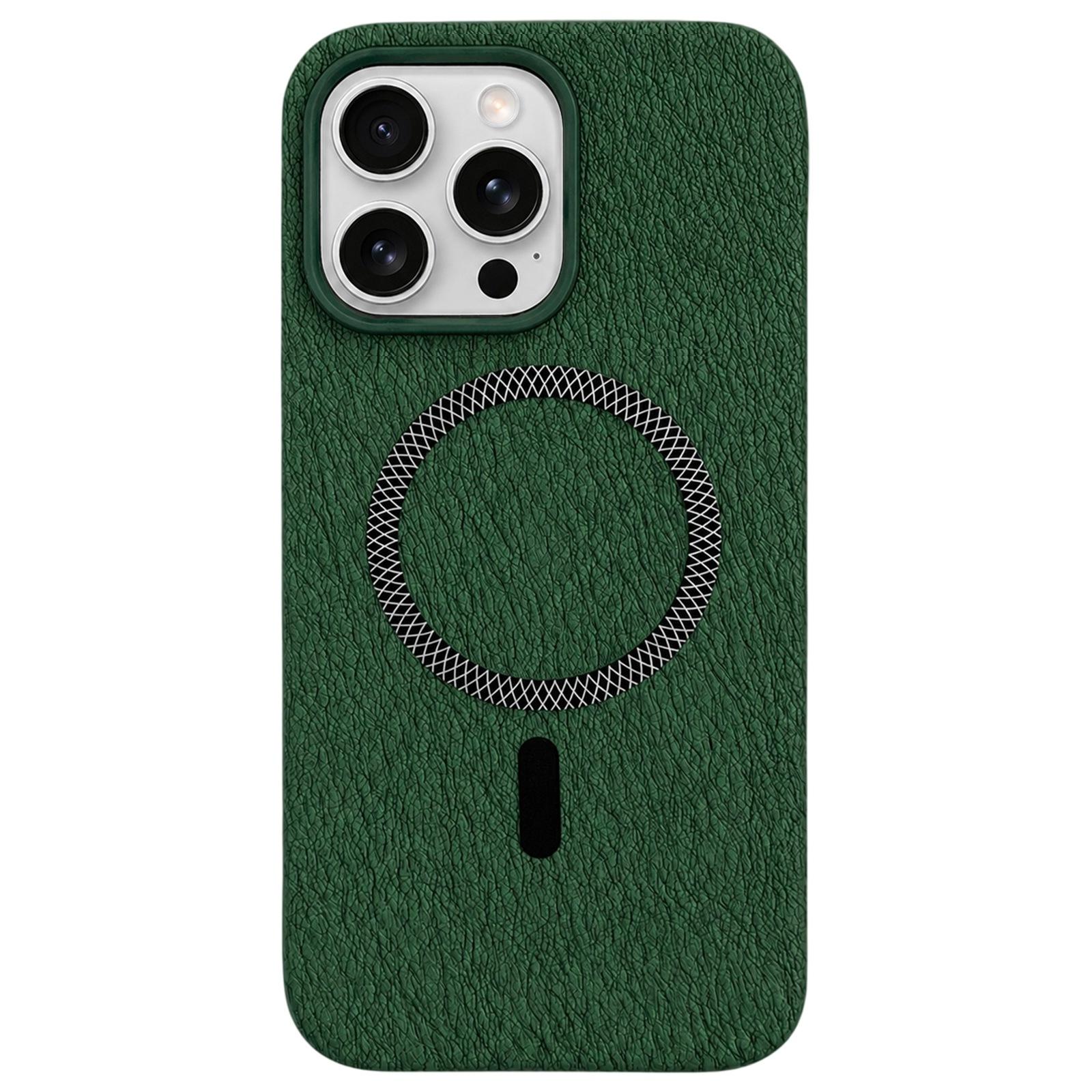 For iPhone 15 Pro Acrylic Hybrid TPU Rhombus Texture Magnetic Phone Case(Green) - Shopkiz.com