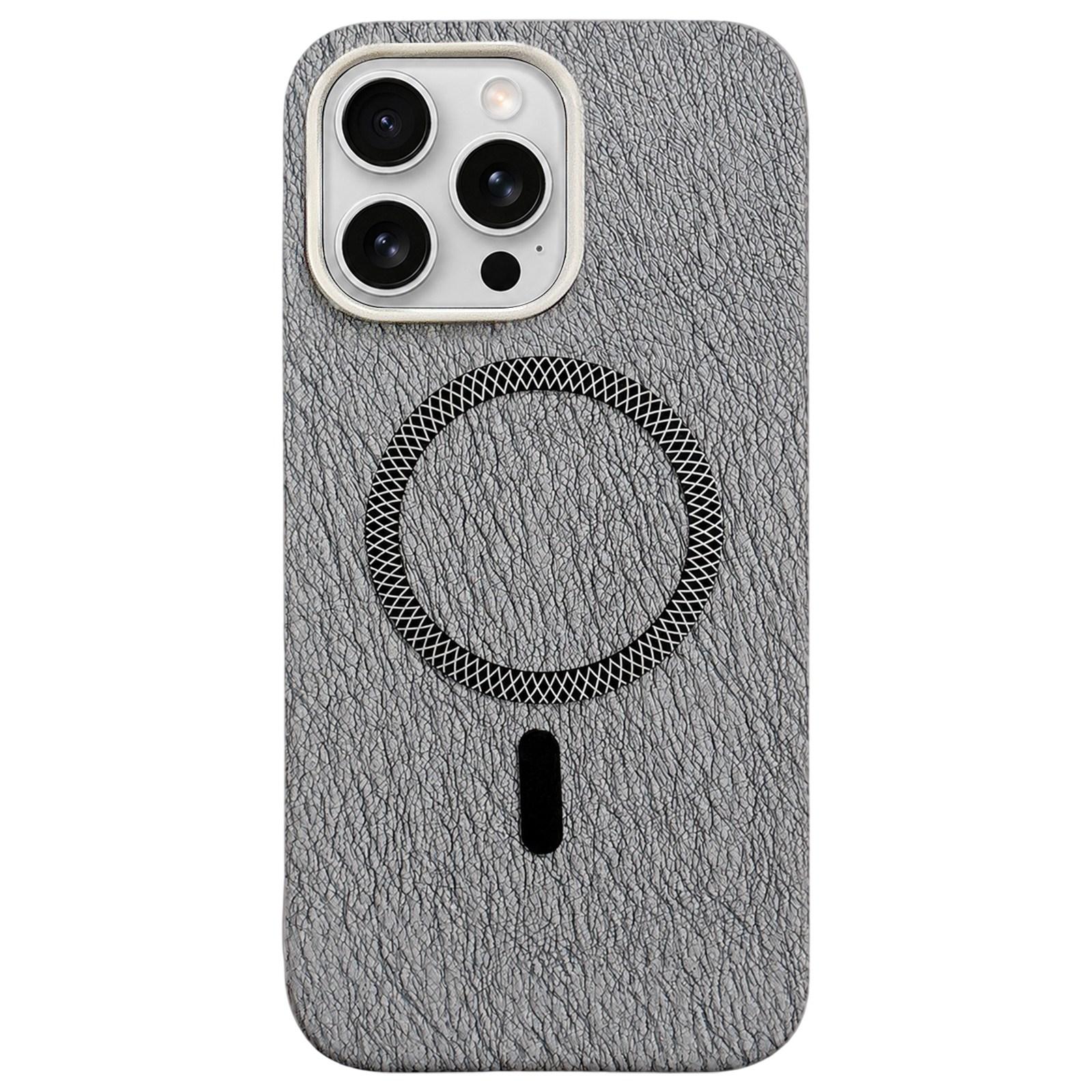 For iPhone 15 Pro Acrylic Hybrid TPU Rhombus Texture Magnetic Phone Case(Grey) - Shopkiz.com