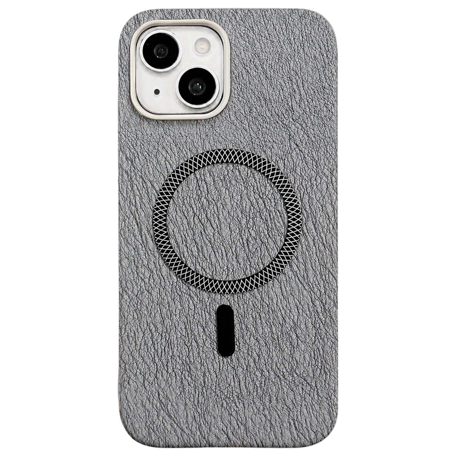 For iPhone 15 Plus Acrylic Hybrid TPU Rhombus Texture Magnetic Phone Case(Grey) - Shopkiz.com