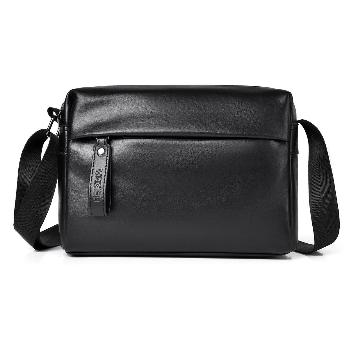 WEIXIER D1227 Simple PU Leather Waterproof Large Capacity Shoulder Crossbody Bag(Black) - Shopkiz.com