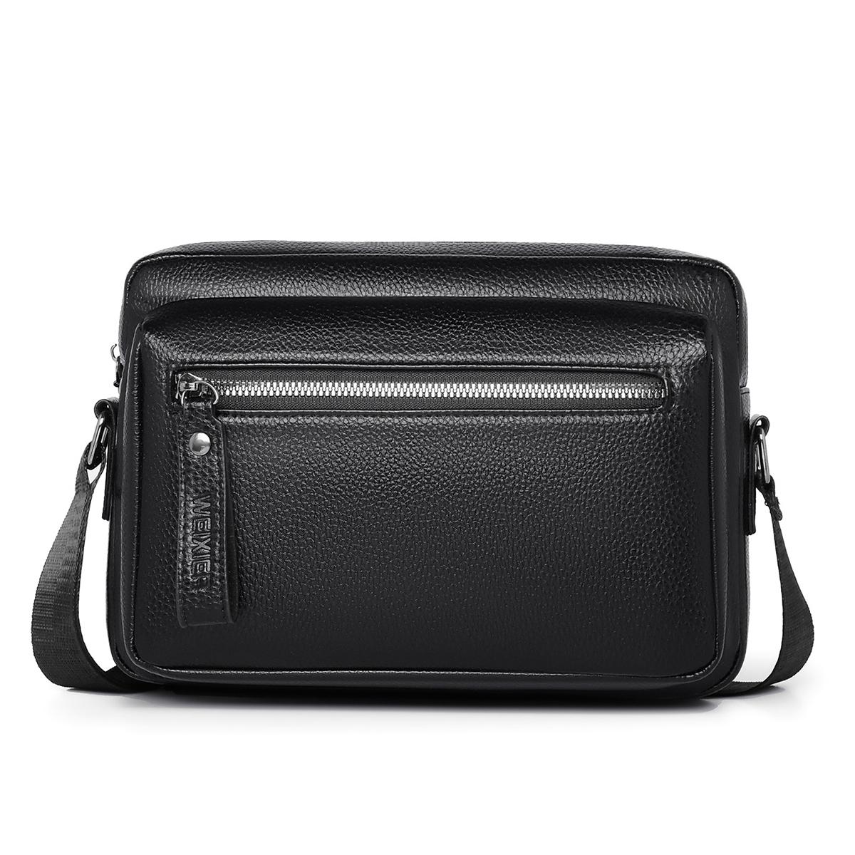 WEIXIER D1228 Retro Lychee Texture Waterproof Large Capacity Shoulder Crossbody Bag(Black) - Shopkiz.com