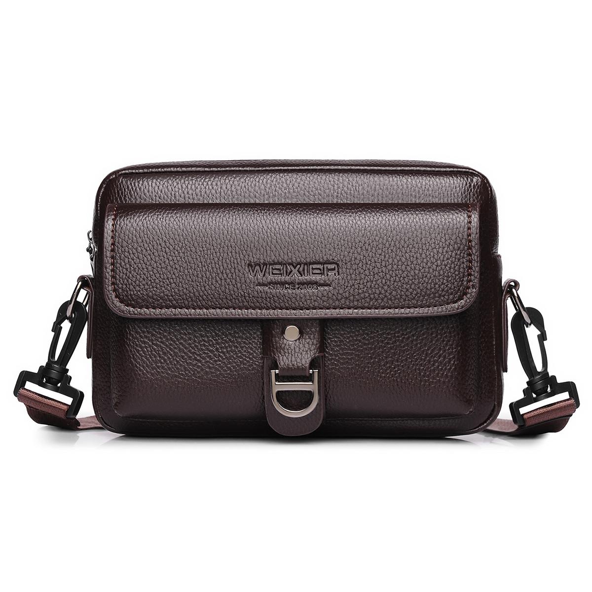 WEIXIER D1229 Lychee Texture Shoulder Crossbody Bag Large Capacity Waterproof Sling Bag(Brown) - Shopkiz.com