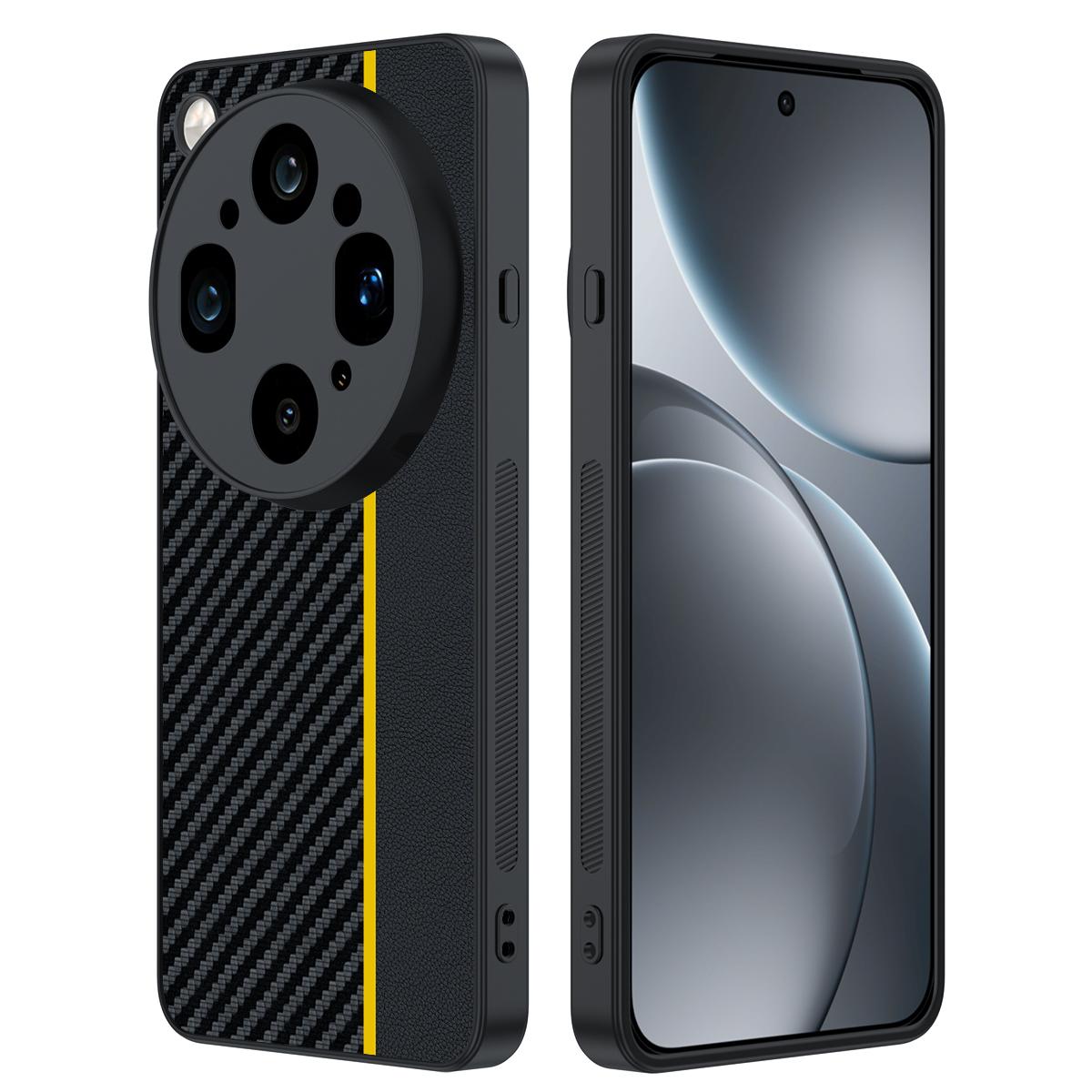 For OPPO Find X9 Ultra 5G Ultra-thin Carbon Fiber Texture Printing Phone Case(Black Yellow) - Shopkiz.com