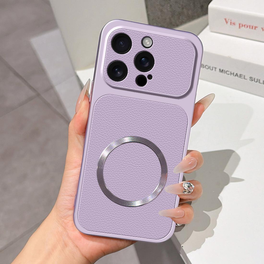 For iPhone 16 Pro Max Lambskin Series Magnetic Skin Feel Phone Case(Purple) - Shopkiz.com