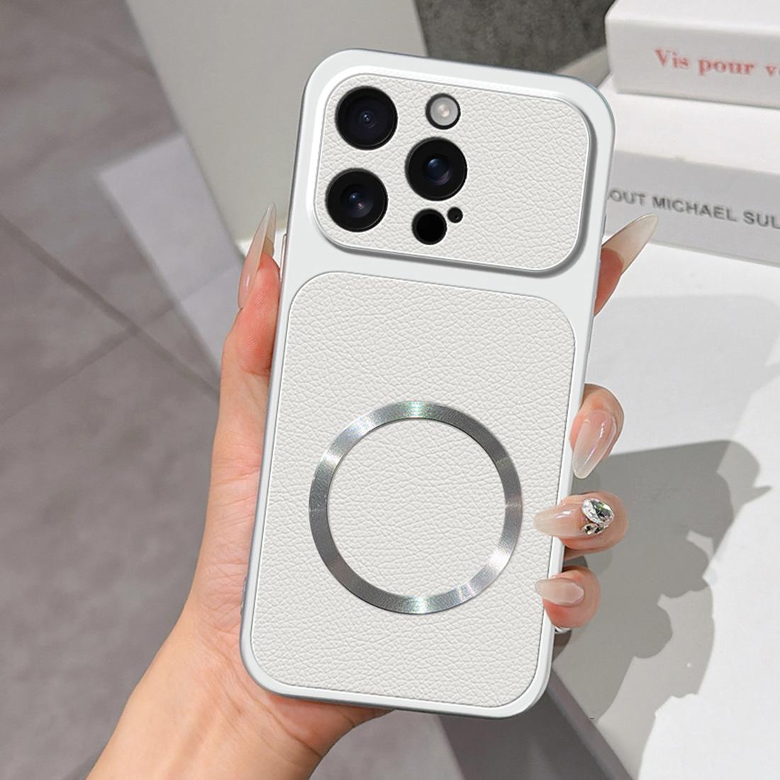 For iPhone 16 Pro Lambskin Series Magnetic Skin Feel Phone Case(Silver) - Shopkiz.com