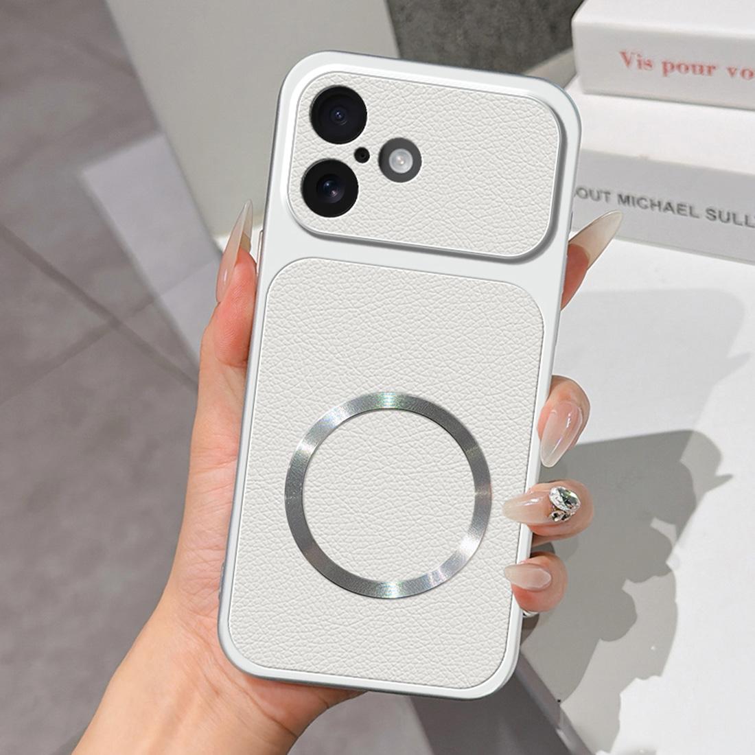 For iPhone 16 Plus Lambskin Series Magnetic Skin Feel Phone Case(Silver) - Shopkiz.com