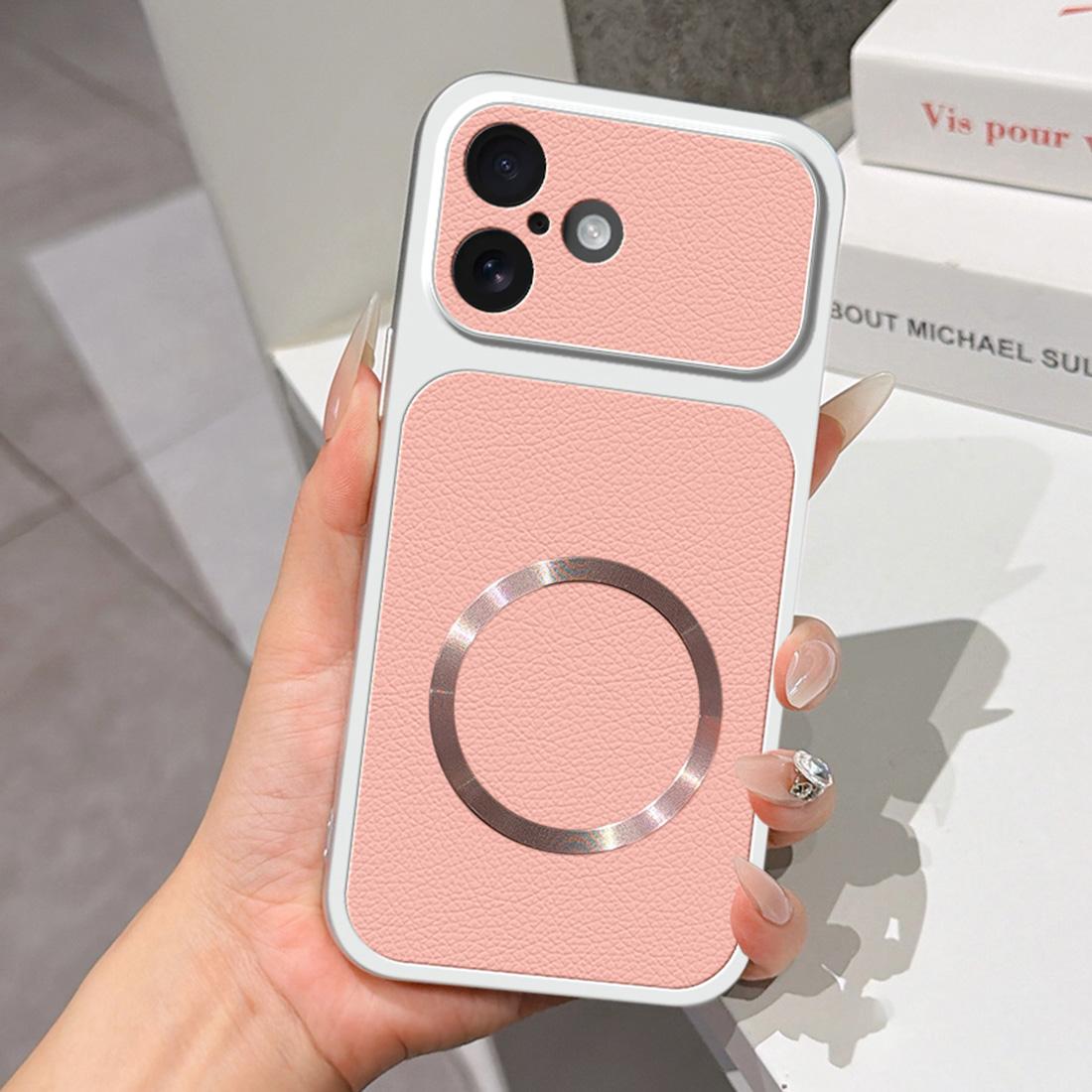 For iPhone 16 Plus Lambskin Series Magnetic Skin Feel Phone Case(Pink) - Shopkiz.com