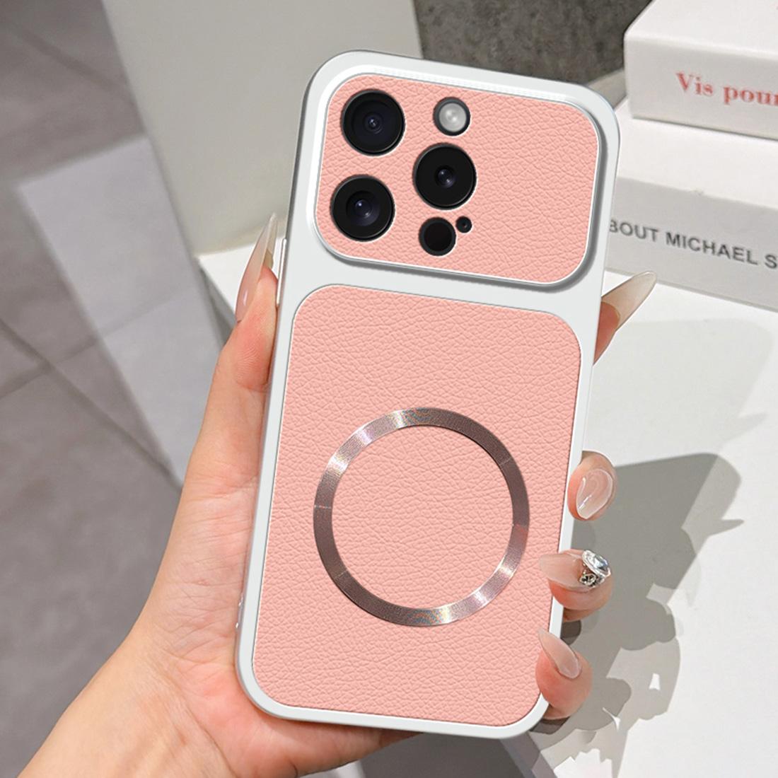 For iPhone 15 Pro Lambskin Series Magnetic Skin Feel Phone Case(Pink) - Shopkiz.com