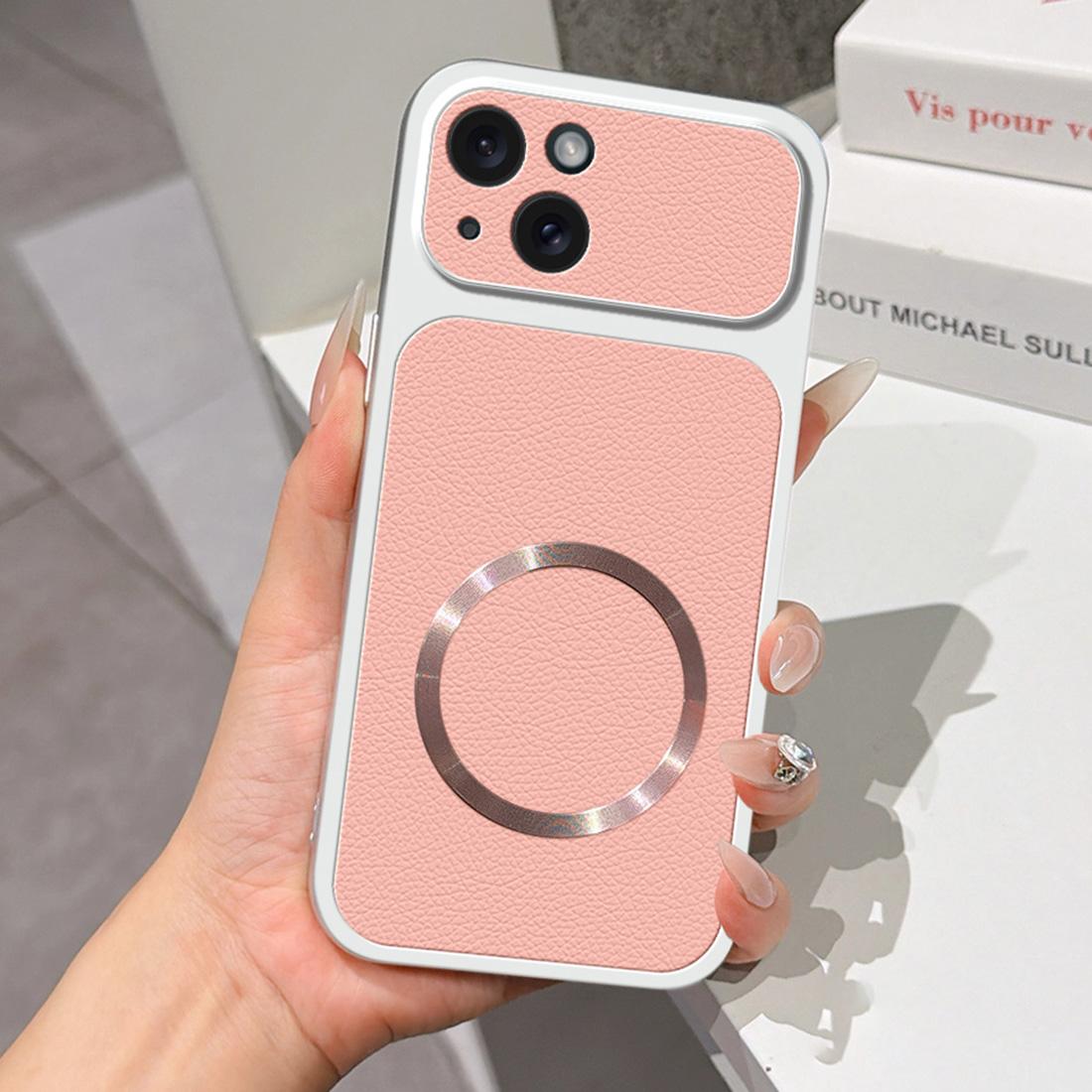 For iPhone 15 Plus Lambskin Series Magnetic Skin Feel Phone Case(Pink) - Shopkiz.com