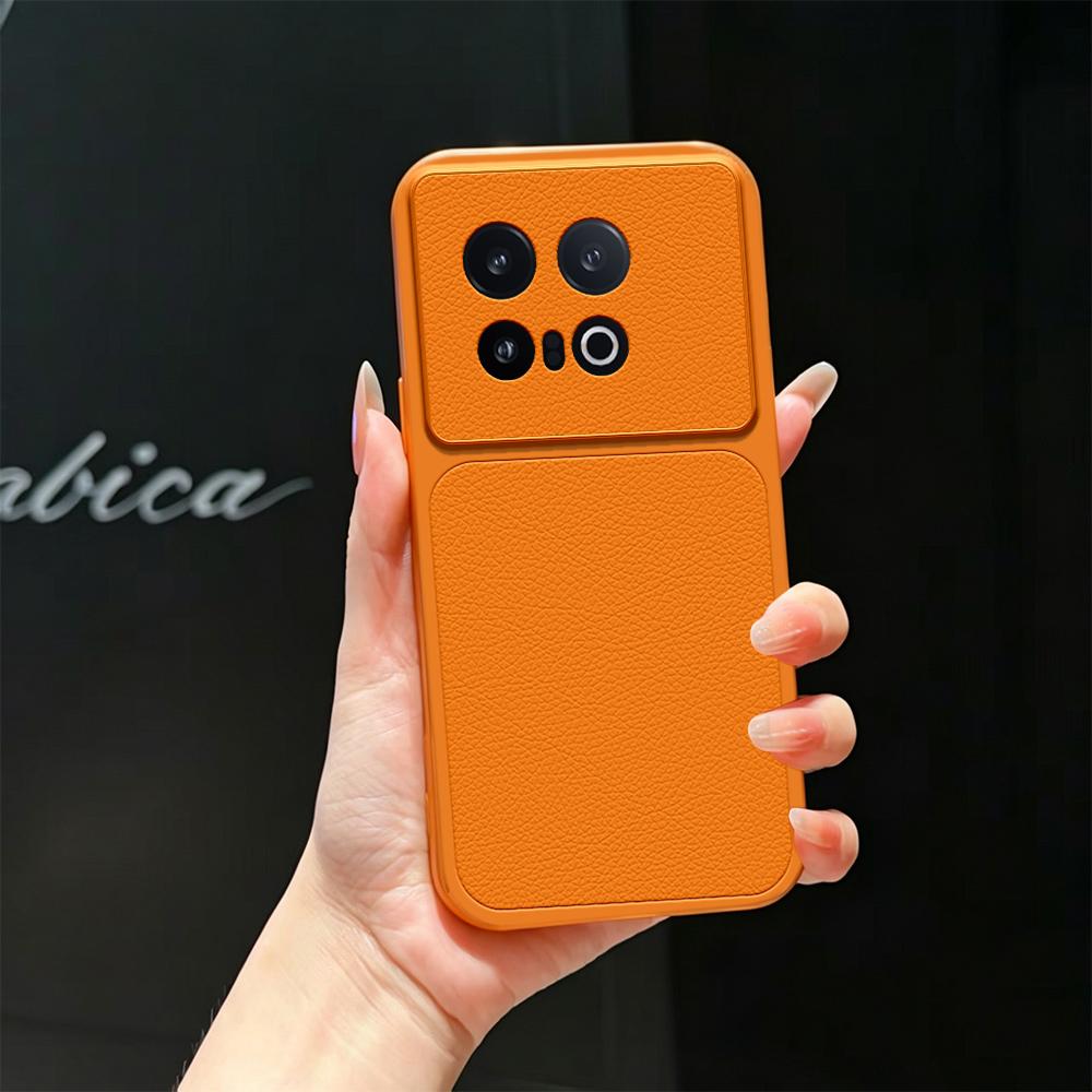 For vivo iQOO 13 Lambskin Series Skin Feel Shockproof Phone Case(Orange) - Shopkiz.com