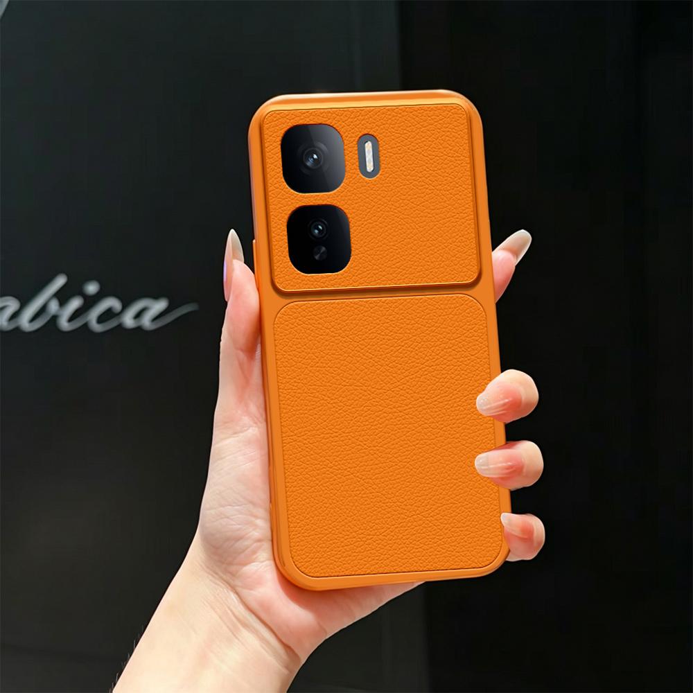 For vivo iQOO Neo 10 5G Lambskin Series Skin Feel Shockproof Phone Case(Orange) - Shopkiz.com
