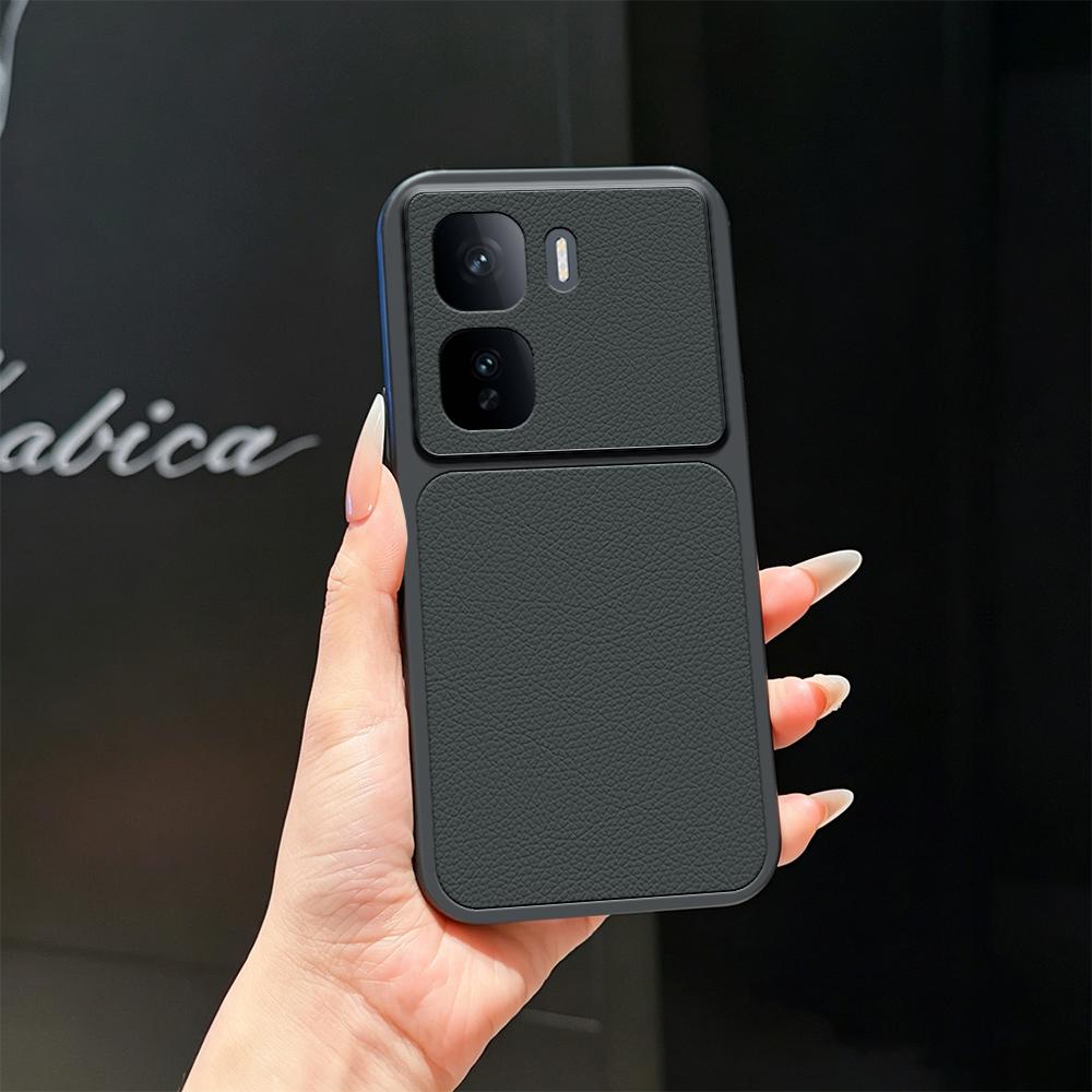 For vivo iQOO Neo 10 5G Lambskin Series Skin Feel Shockproof Phone Case(Black) - Shopkiz.com