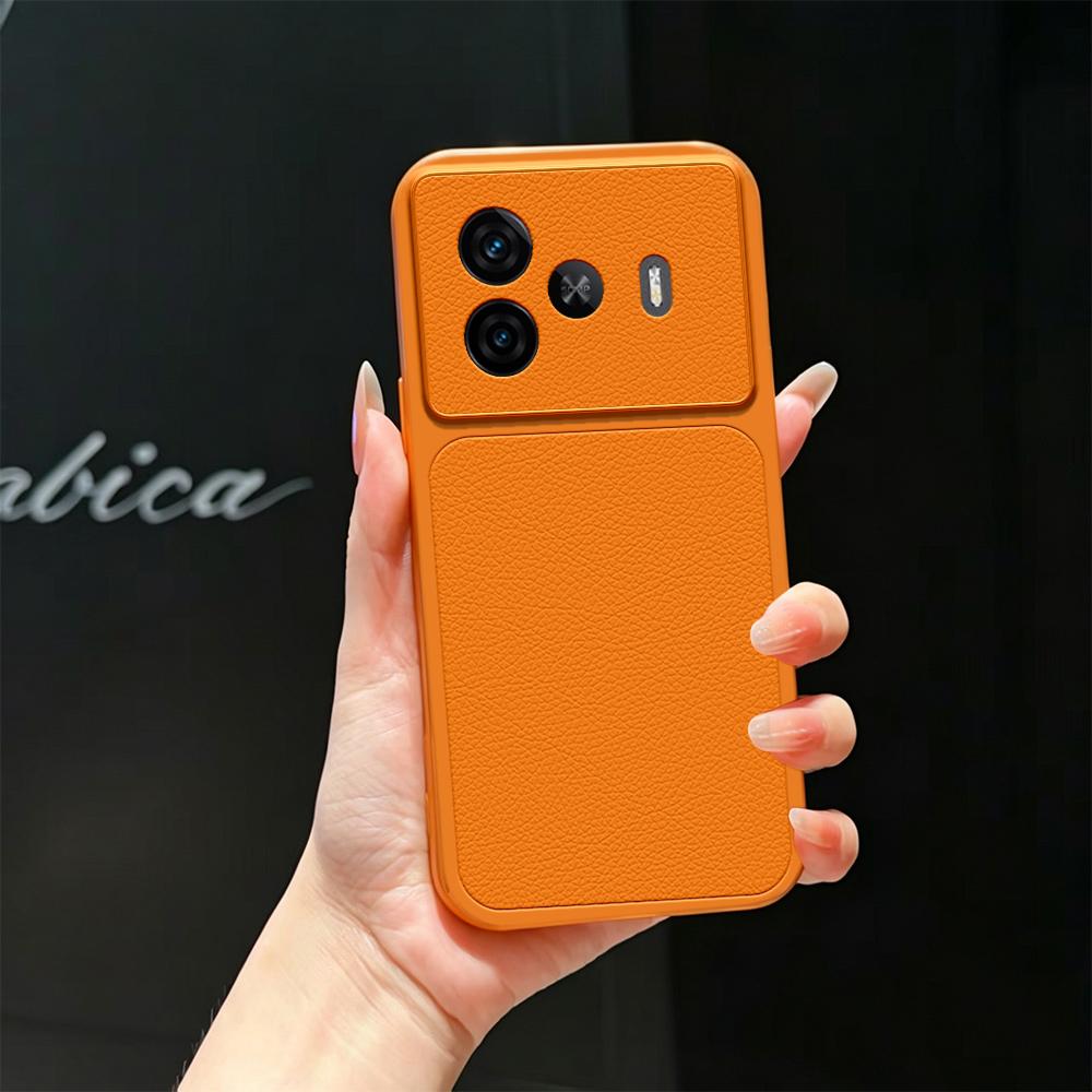 For vivo iQOO Z9 Lambskin Series Skin Feel Shockproof Phone Case(Orange) - Shopkiz.com