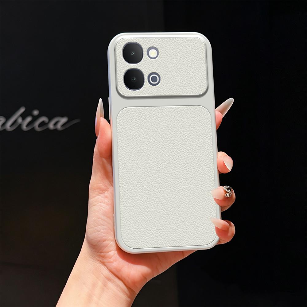 For vivo iQOO Z11x 5G Lambskin Series Skin Feel Shockproof Phone Case(Silver) - Shopkiz.com