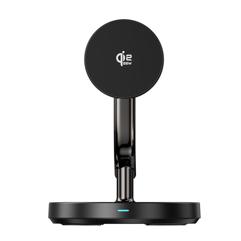 C72 Qi2.2 25W Magnetic Semiconductor Cooling 3 in 1 Wireless Charger(Black) - Shopkiz.com