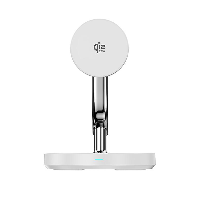 C72 Qi2.2 25W Magnetic Semiconductor Cooling 3 in 1 Wireless Charger(White) - Shopkiz.com