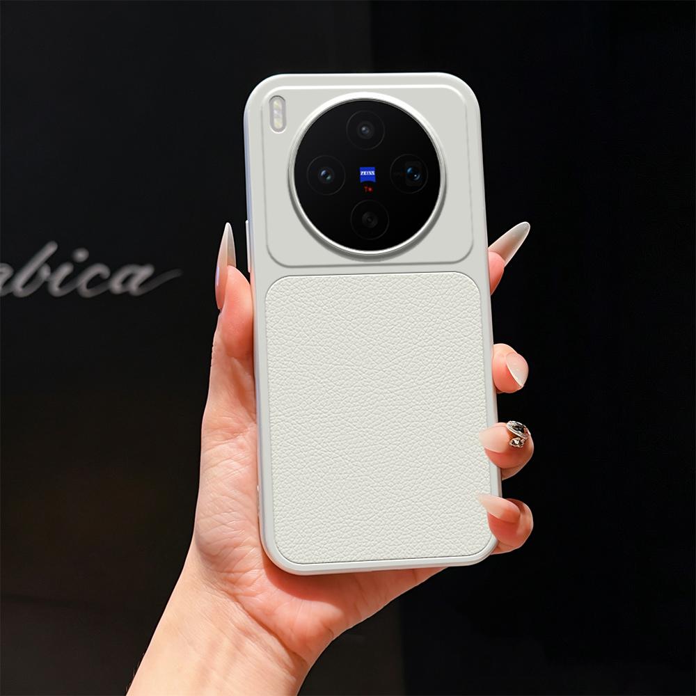 For vivo X300s Lambskin Series Skin Feel Shockproof Phone Case(Silver) - Shopkiz.com