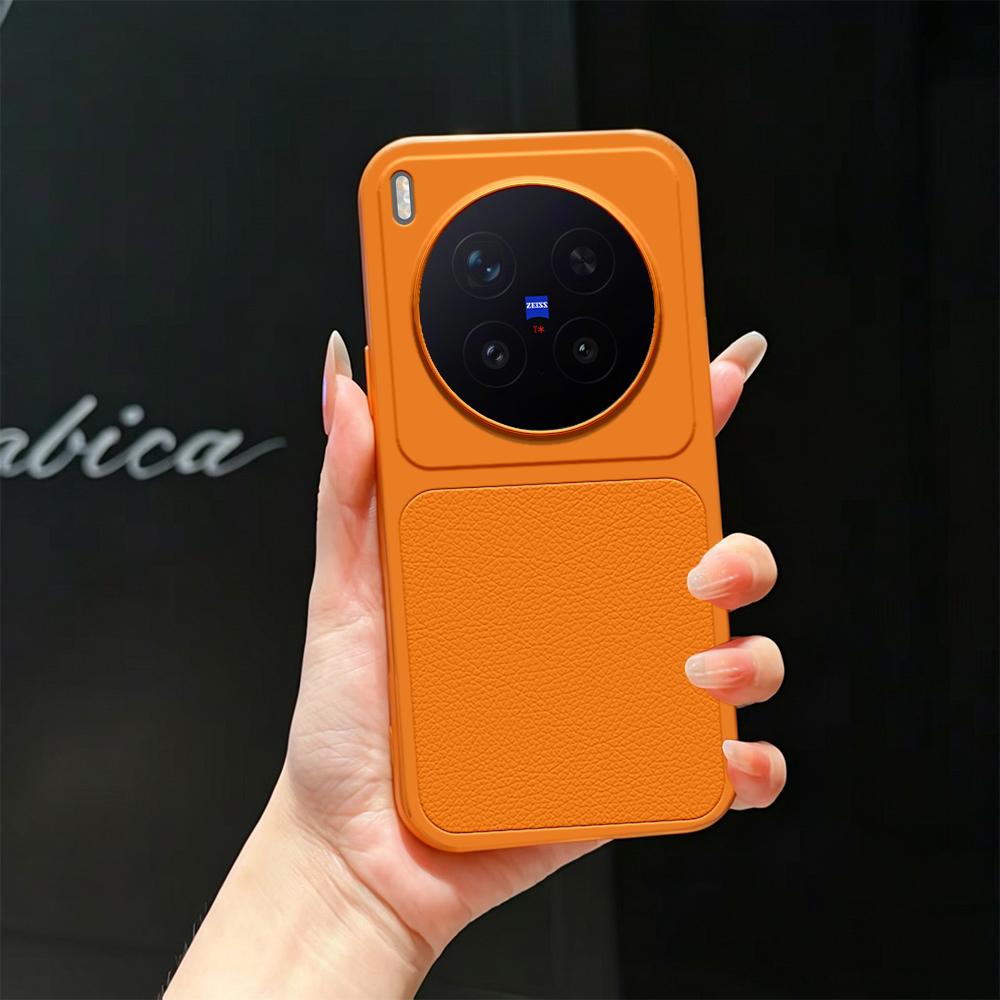 For vivo X300 Pro Lambskin Series Skin Feel Shockproof Phone Case(Orange) - Shopkiz.com
