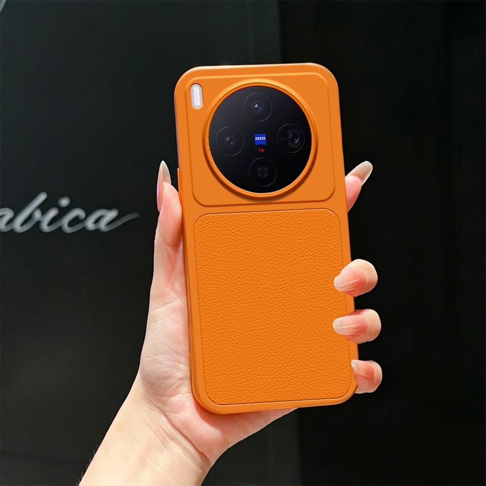 For vivo X300 Lambskin Series Skin Feel Shockproof Phone Case(Orange) - Shopkiz.com