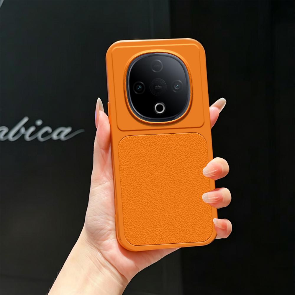 For vivo Y300 Lambskin Series Skin Feel Shockproof Phone Case(Orange) - Shopkiz.com