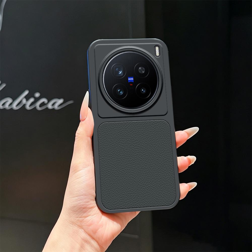 For vivo X200 Pro Lambskin Series Skin Feel Shockproof Phone Case(Black) - Shopkiz.com