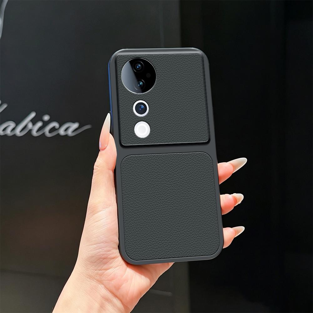 For vivo S19 Pro Lambskin Series Skin Feel Shockproof Phone Case(Black) - Shopkiz.com